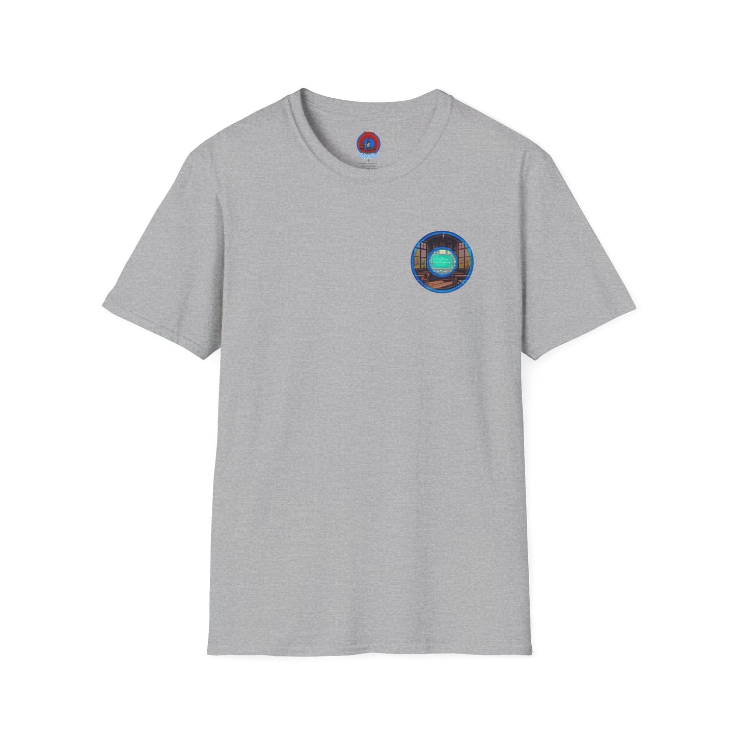 Classic Donut Tee - Unisex Soft-Style - "The Torturous Chalk Dust Donut  " - blue/red picture donut