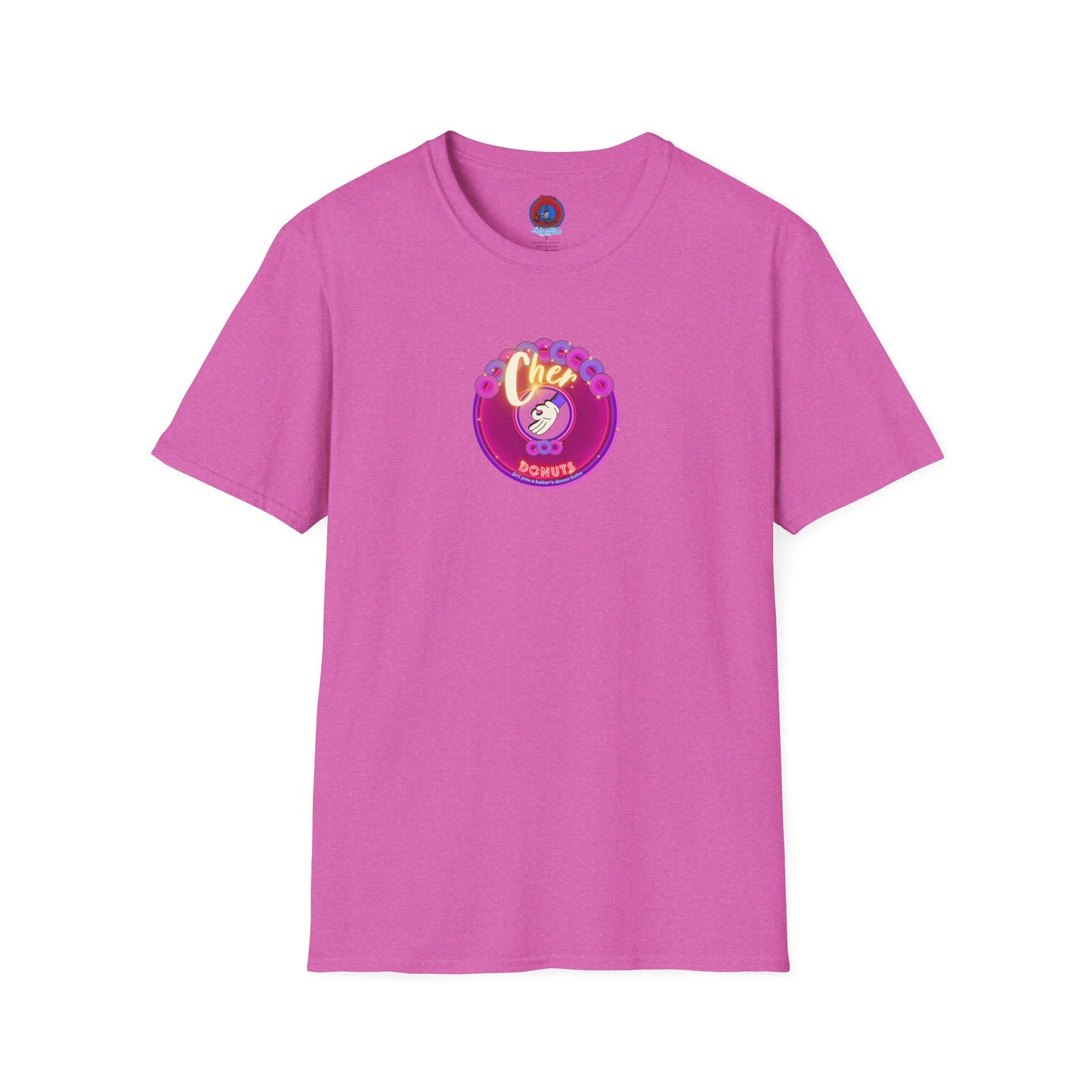 Classic Donut Tee - Unisex Soft-Style - "Chering is Caring Donut' - vivid magenta/purple donut
