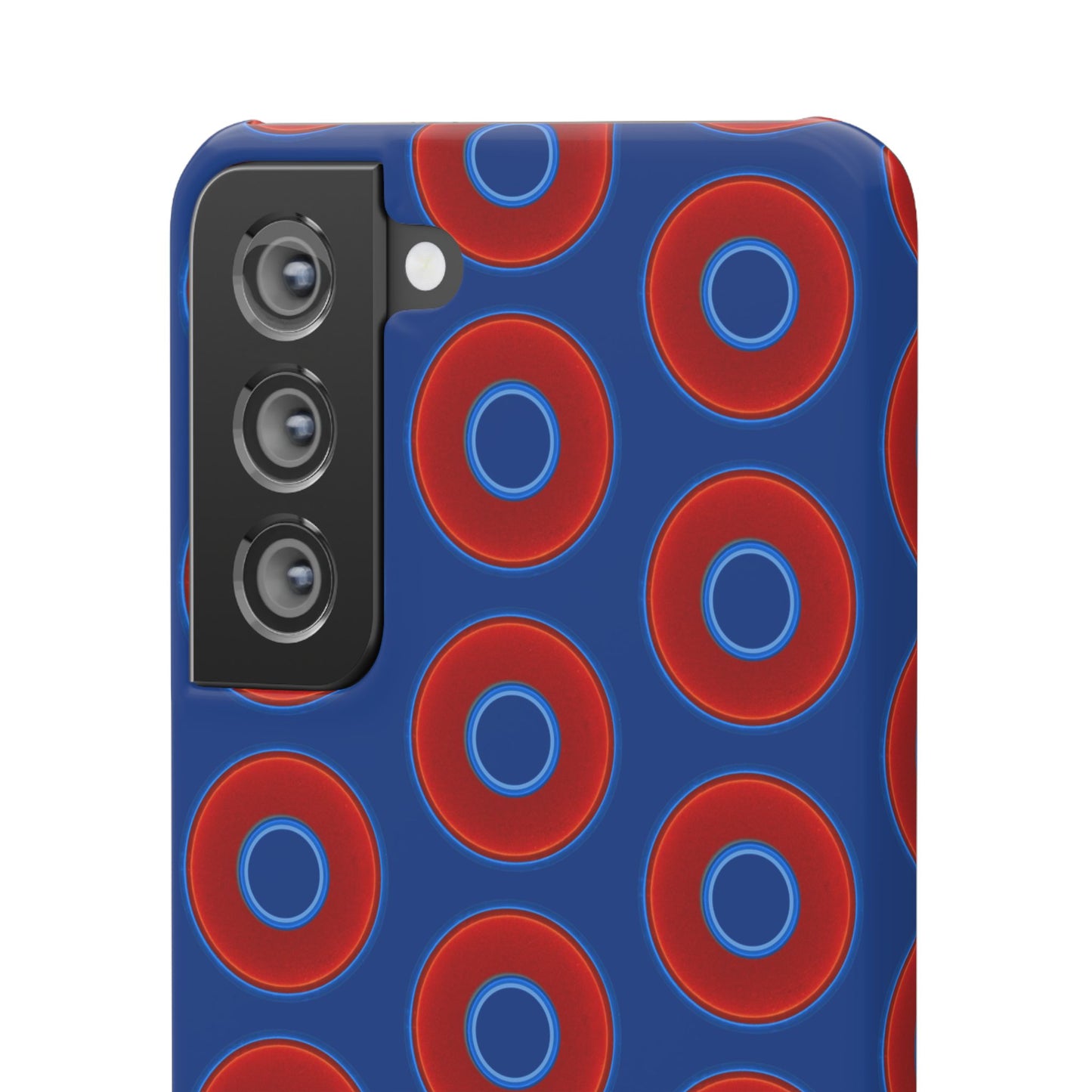Lumpy Donut Snap Case - red vivid donut print w/dark blue background