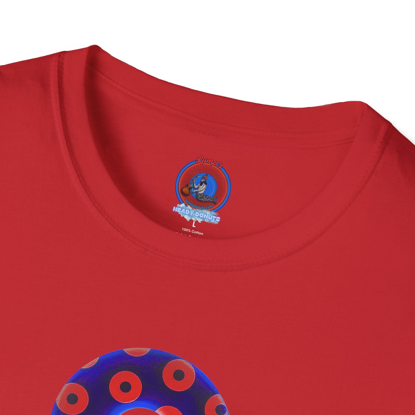Plain Donuts/Unisex Soft-Style - "Plain Blimpy Paradoxical Donuts" - dark violet blue/bright red donuts