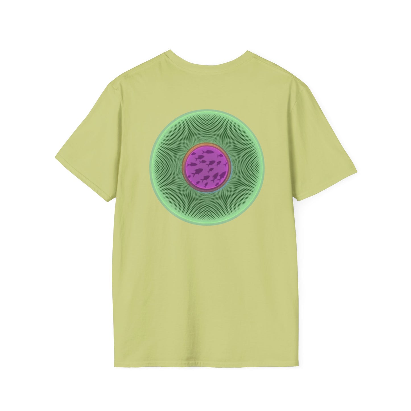 Classic Donut Tee - Unisex Soft-Style - "Swimming By" - variant 1 - series 1.0 - florescent green donut