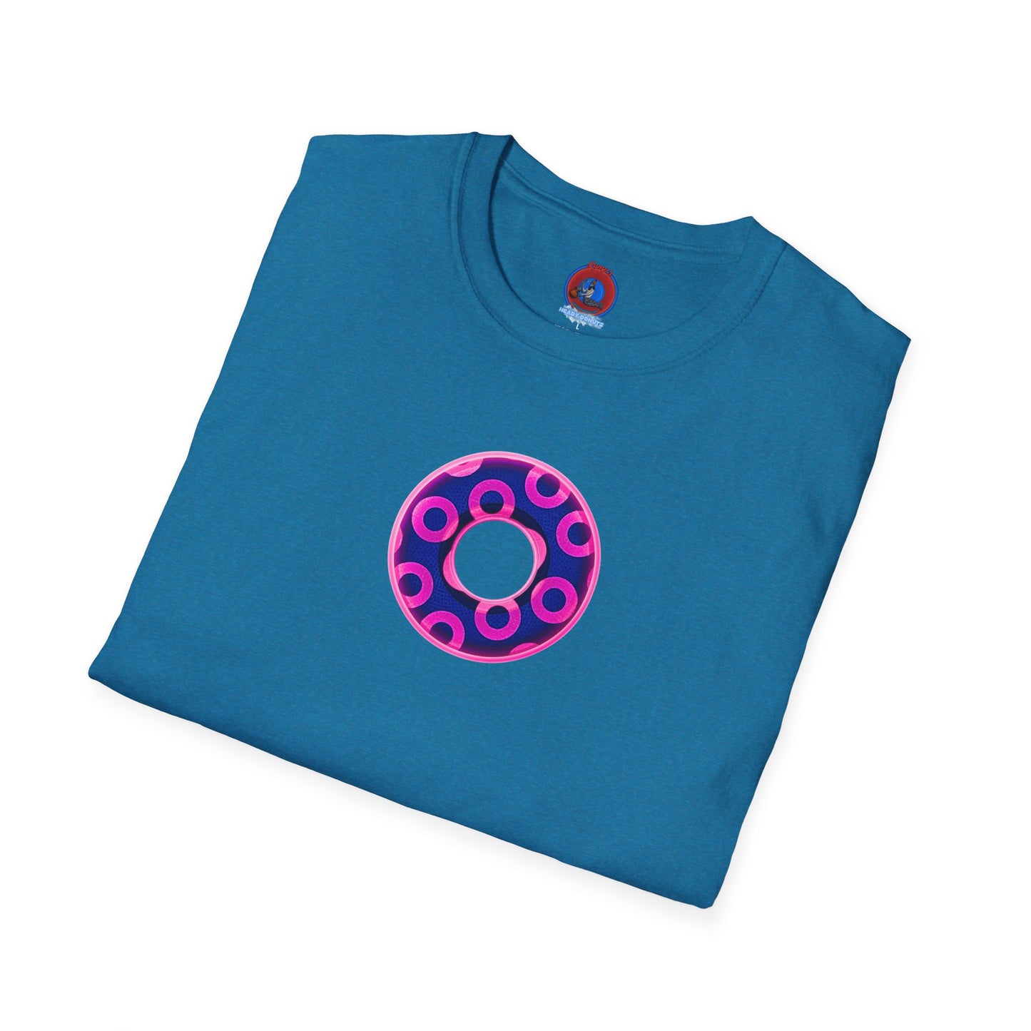 Plain Donuts/Unisex Soft-Style - "Plain Rustic Paradoxical Donuts" - hot pink/dark blue donuts