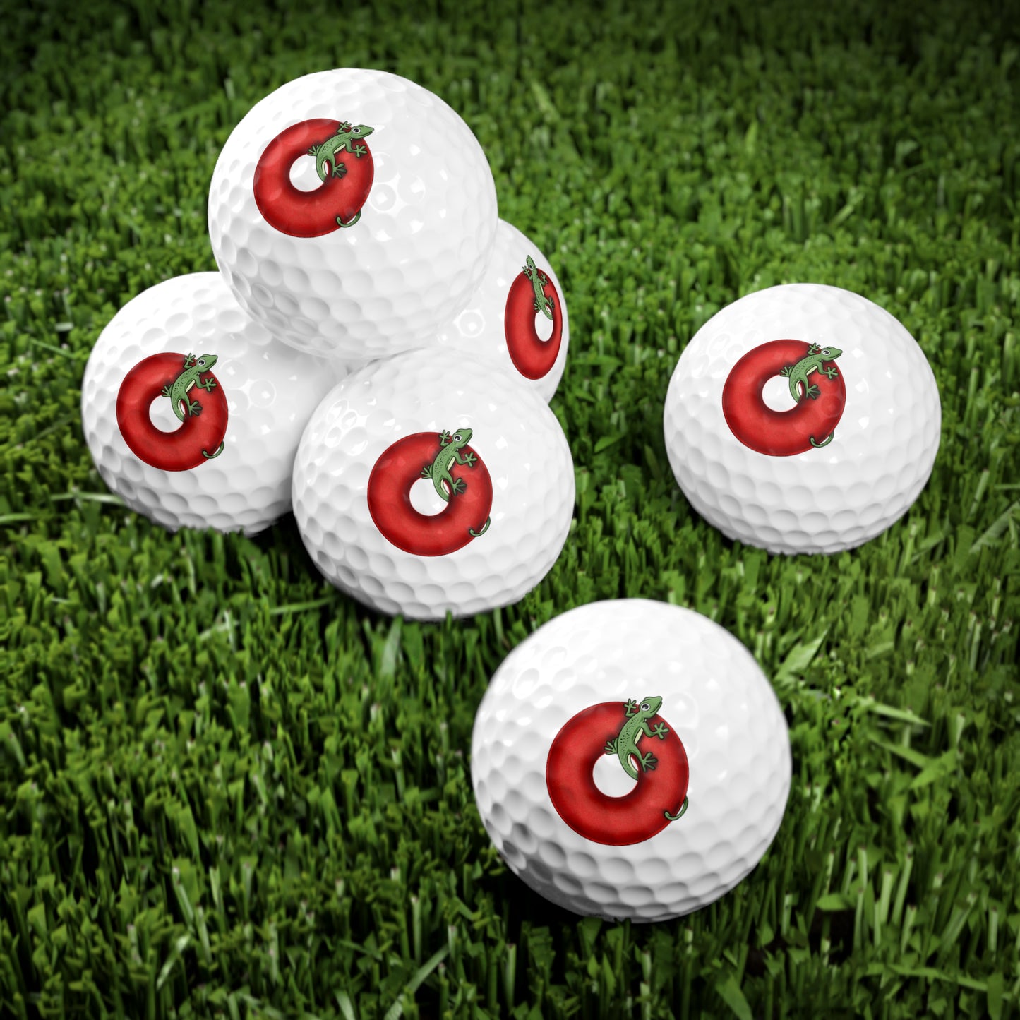 Lumpy Donut Golf Balls - 6-pack - "My Golf Game is Practically Extinct" - red blimpy donut - variant 1