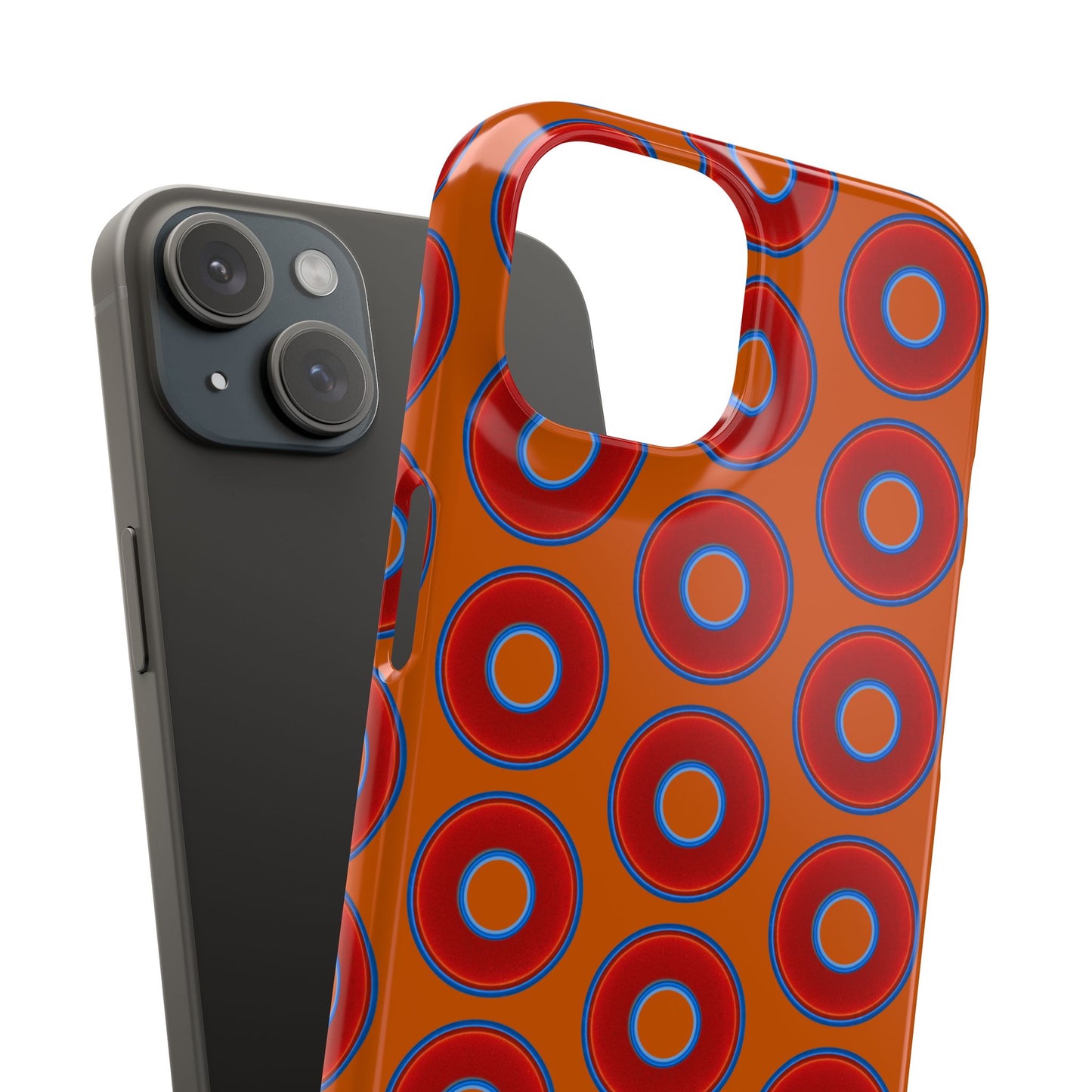 Lumpy Donut Snap Case - red vivid donut print w/dark orange background