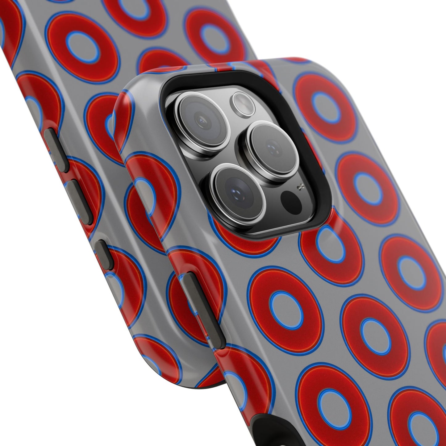 Impact-Resistant Lumpy Donut Case - red vivid donut print w/gray background