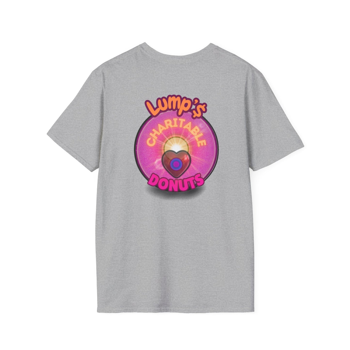 Classic Donut Tee - Unisex Soft-Style - "Lump's Official Charitable Donut" - series 1.0  - magenta donut [*100 to general charity fund]