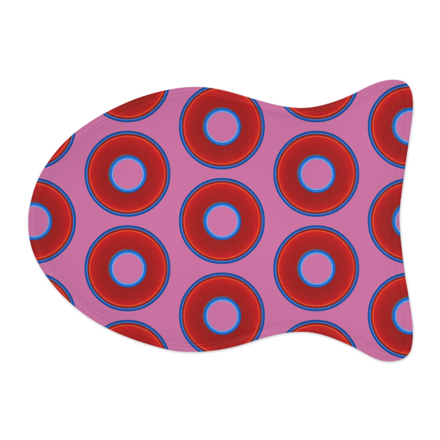 Wendy's Lumpy Pet Feed Mat - vivid red donuts w/pink background