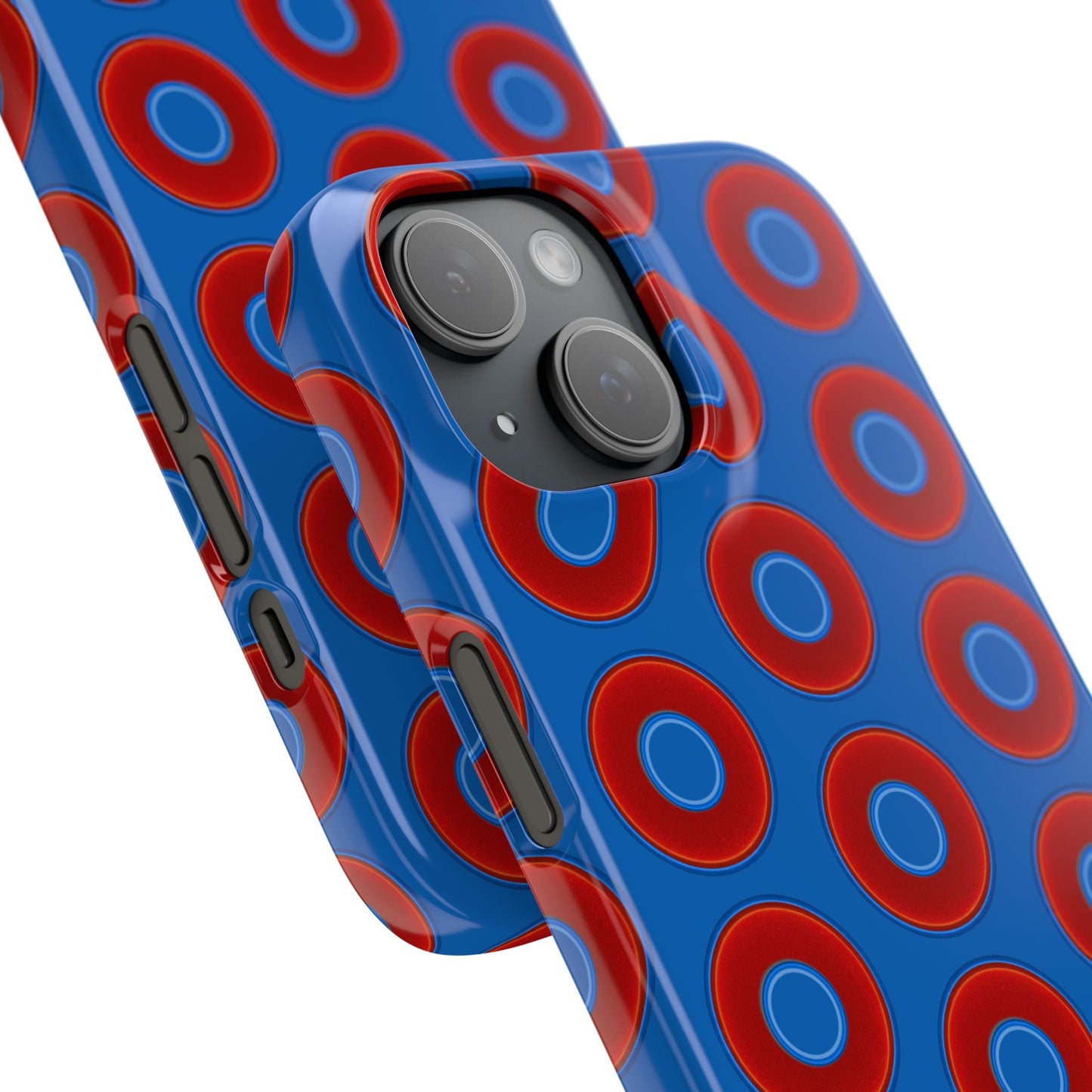 Lumpy Donut Snap Case - red vivid donut print w/dark royal background
