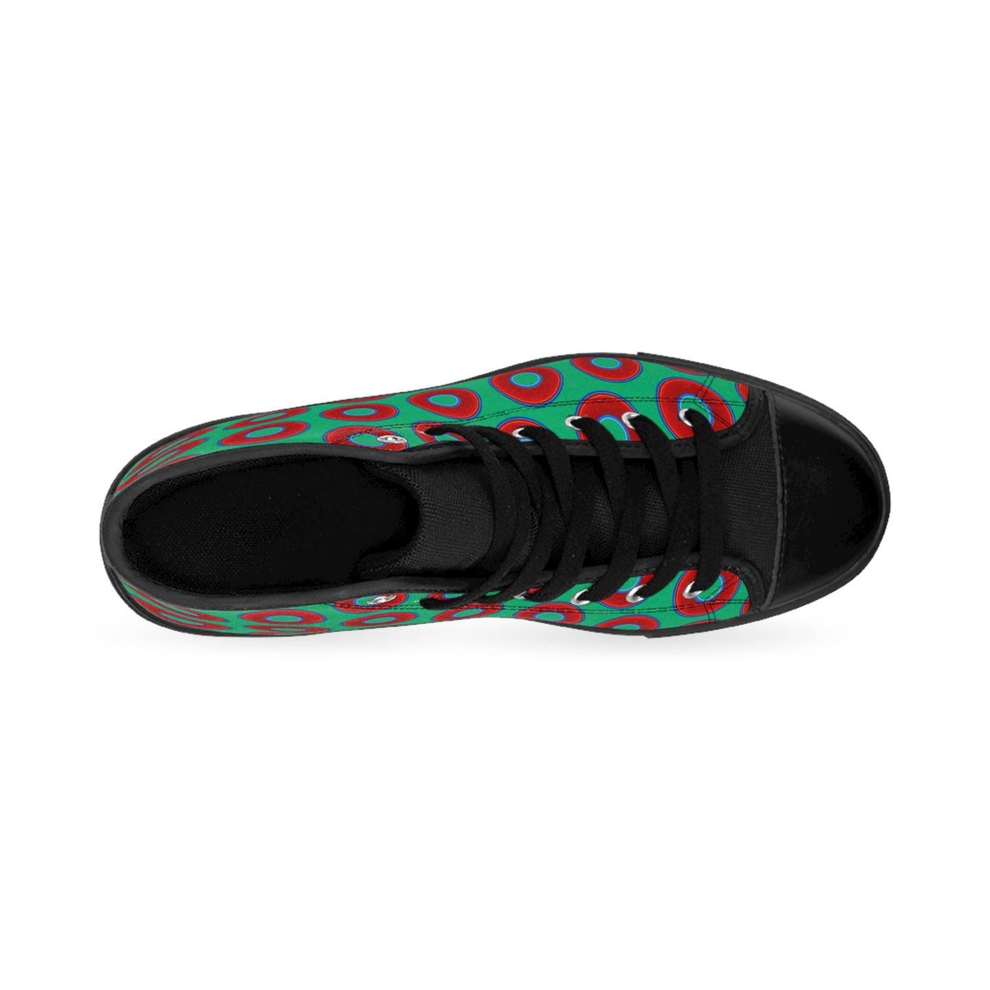 Men's Cushiony Convectors - High Tops - red vivid donuts w/jade green background