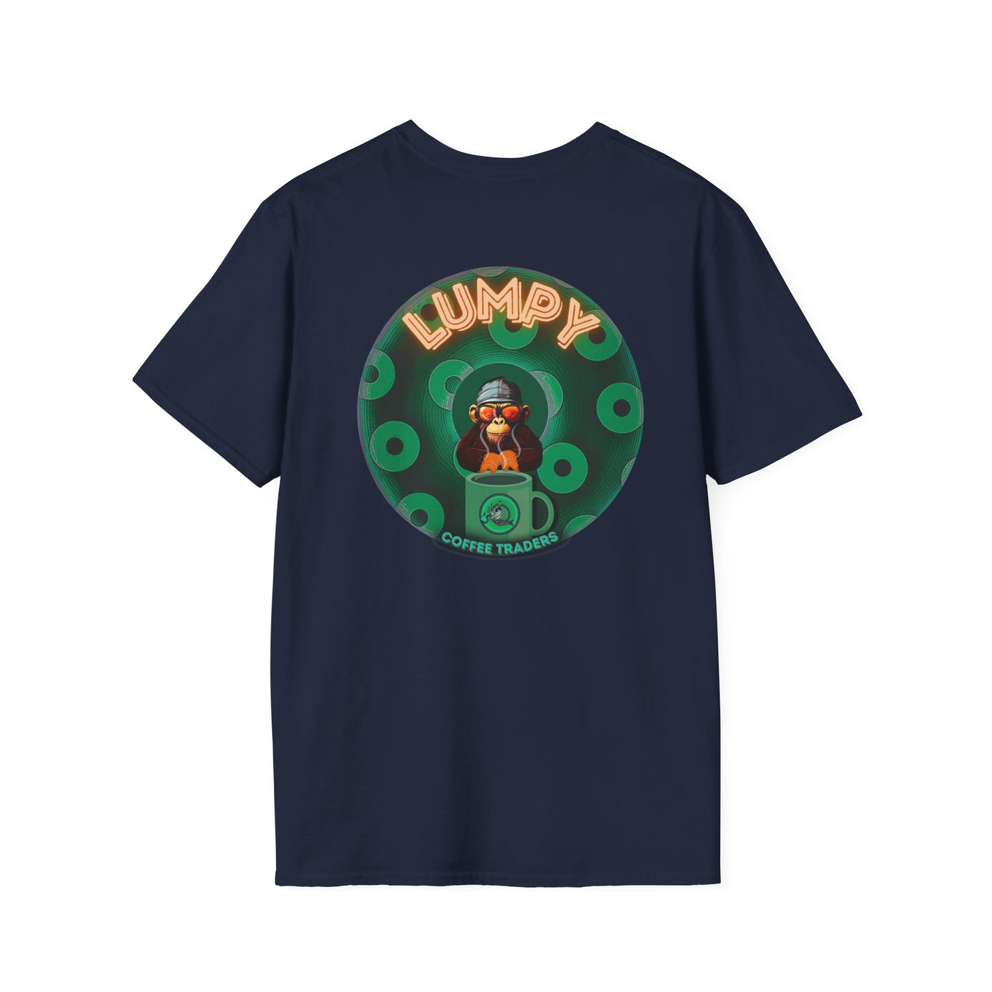 Lumpy Coffee Traders Tee - Unisex Soft-Style - "Taboo, taboot!" - paradoxical logo donut - variant 1