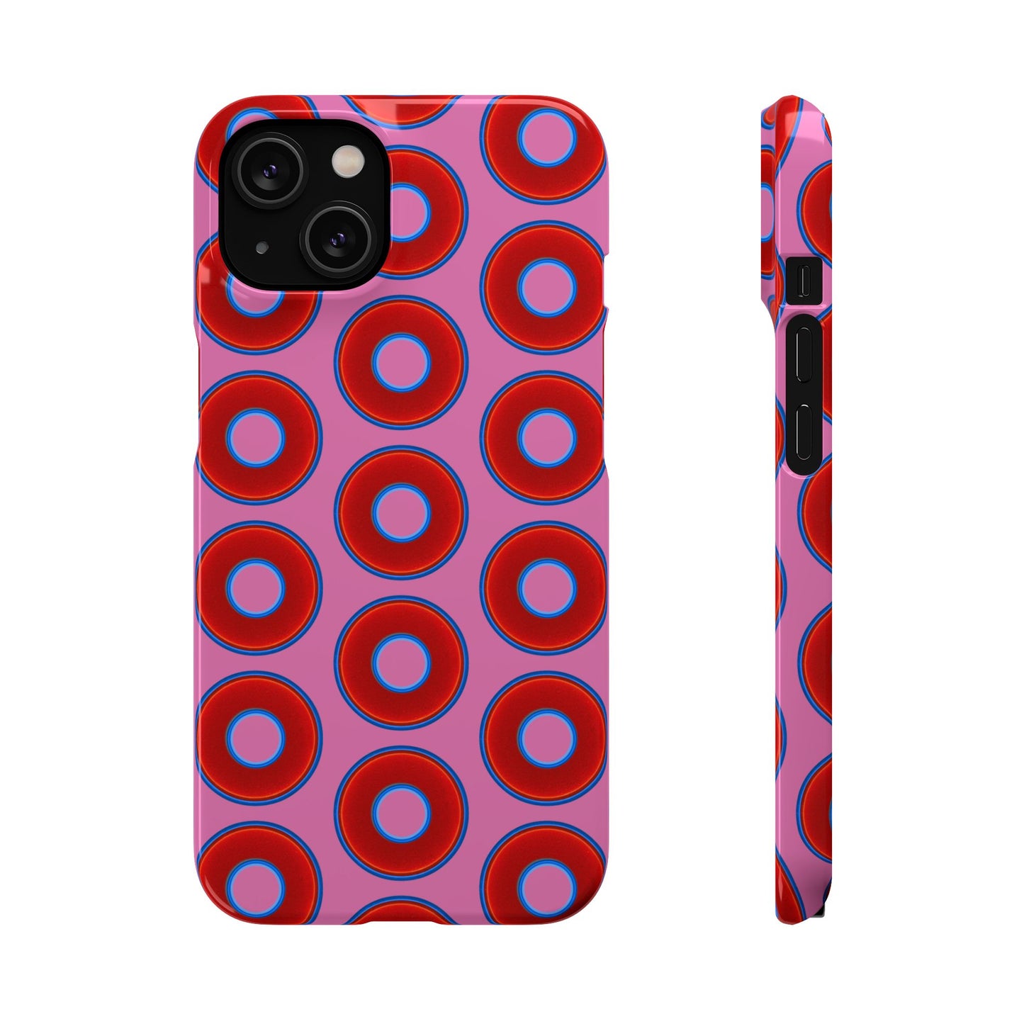 Lumpy Donut Snap Case - red vivid donut print w/light pink background