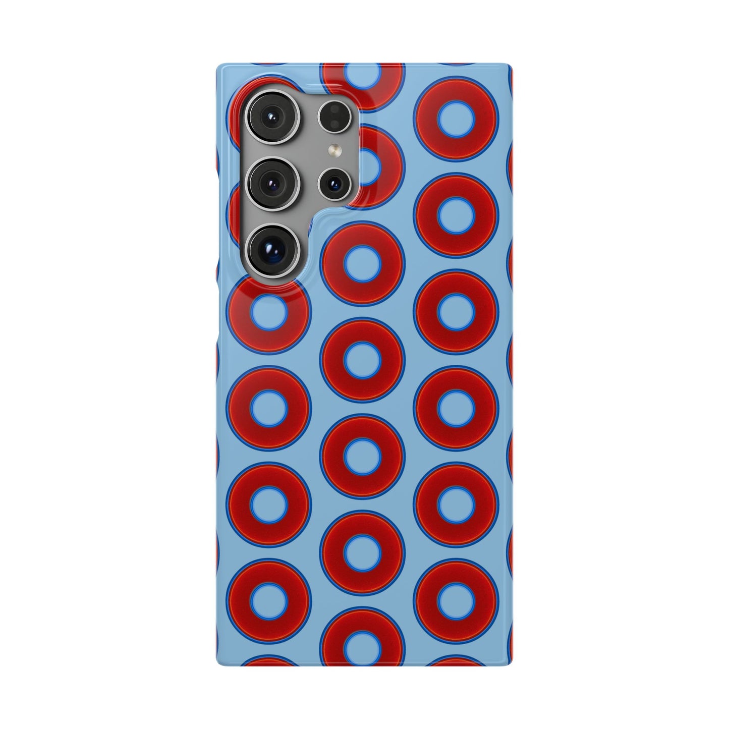 Lumpy Donut Snap Case - red vivid donut print w/sky blue background