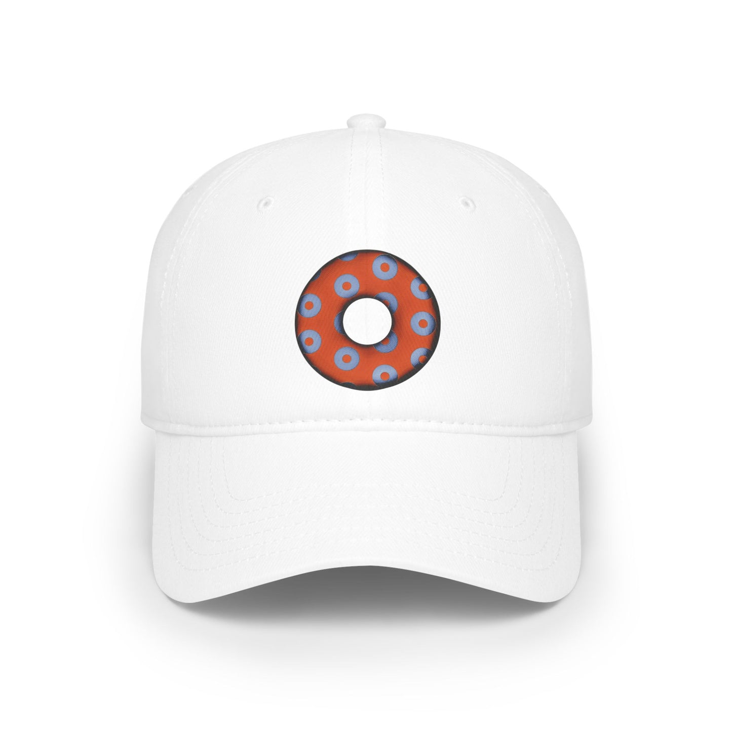 Lumpy Donut Baseball Cap - "Plain [Mary] Jane" - paradoxical orange/light blue blimpy donut w/