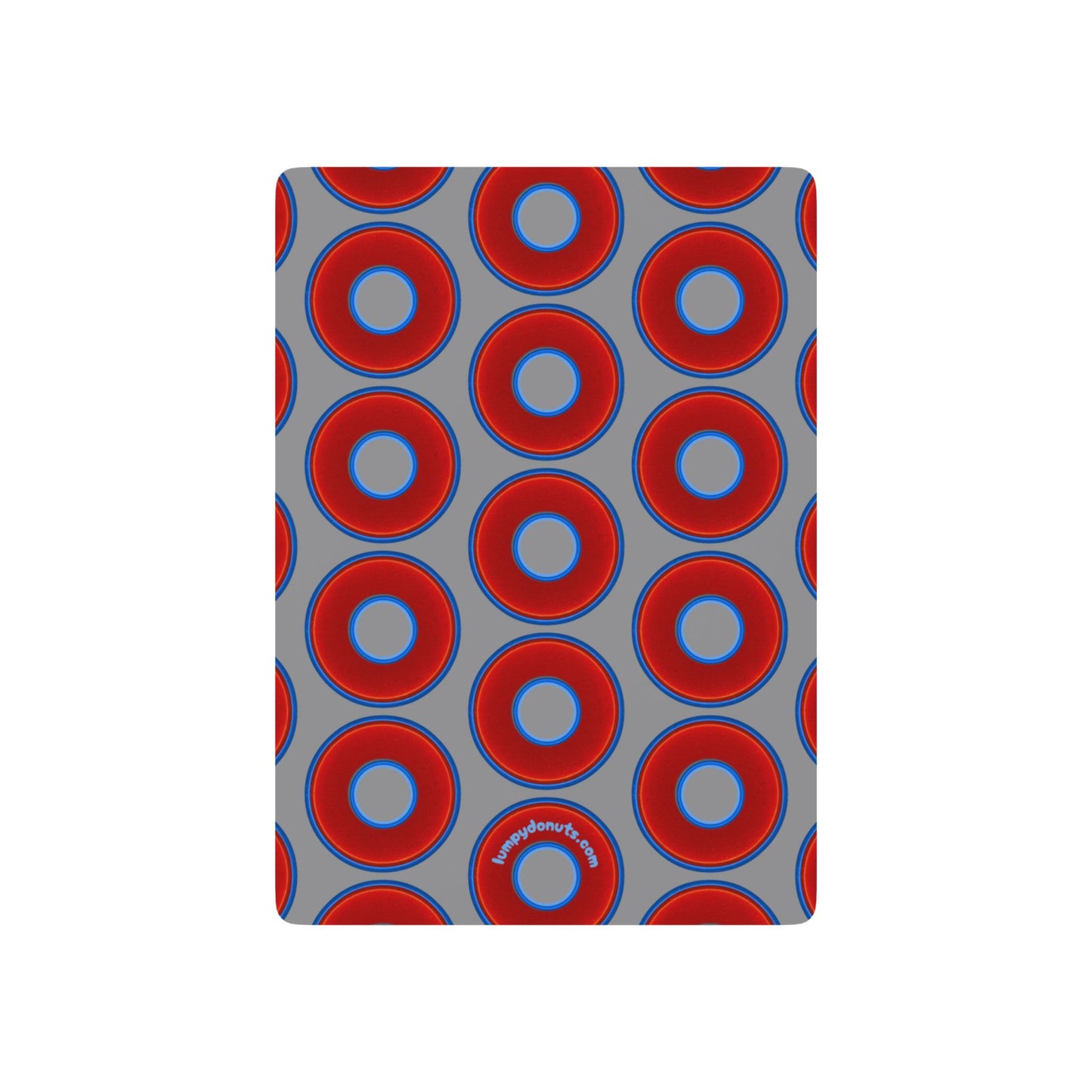Lumpy Donut Playing Decks - 52-cards - red vivid donuts w/medium gray background