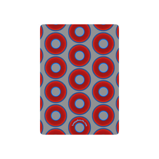 Lumpy Donut Playing Decks - 52-cards - red vivid donuts w/medium gray background