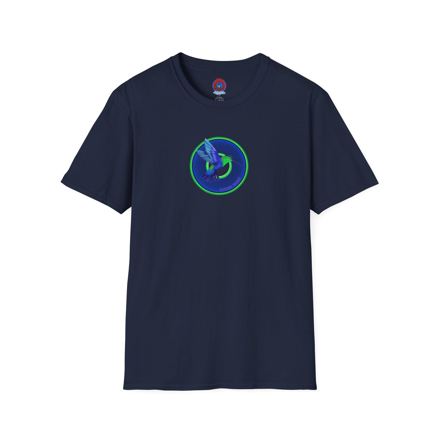 Classic Donut Tee - Unisex Soft-Style - "Invitation for Donuts & Tea" - vivid blue/green donut