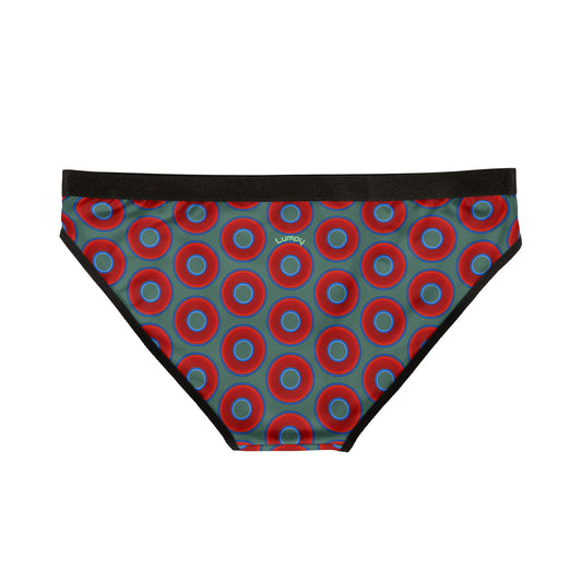 Lumpy Donut Underwear - vivid red donut print w/Fenway green background