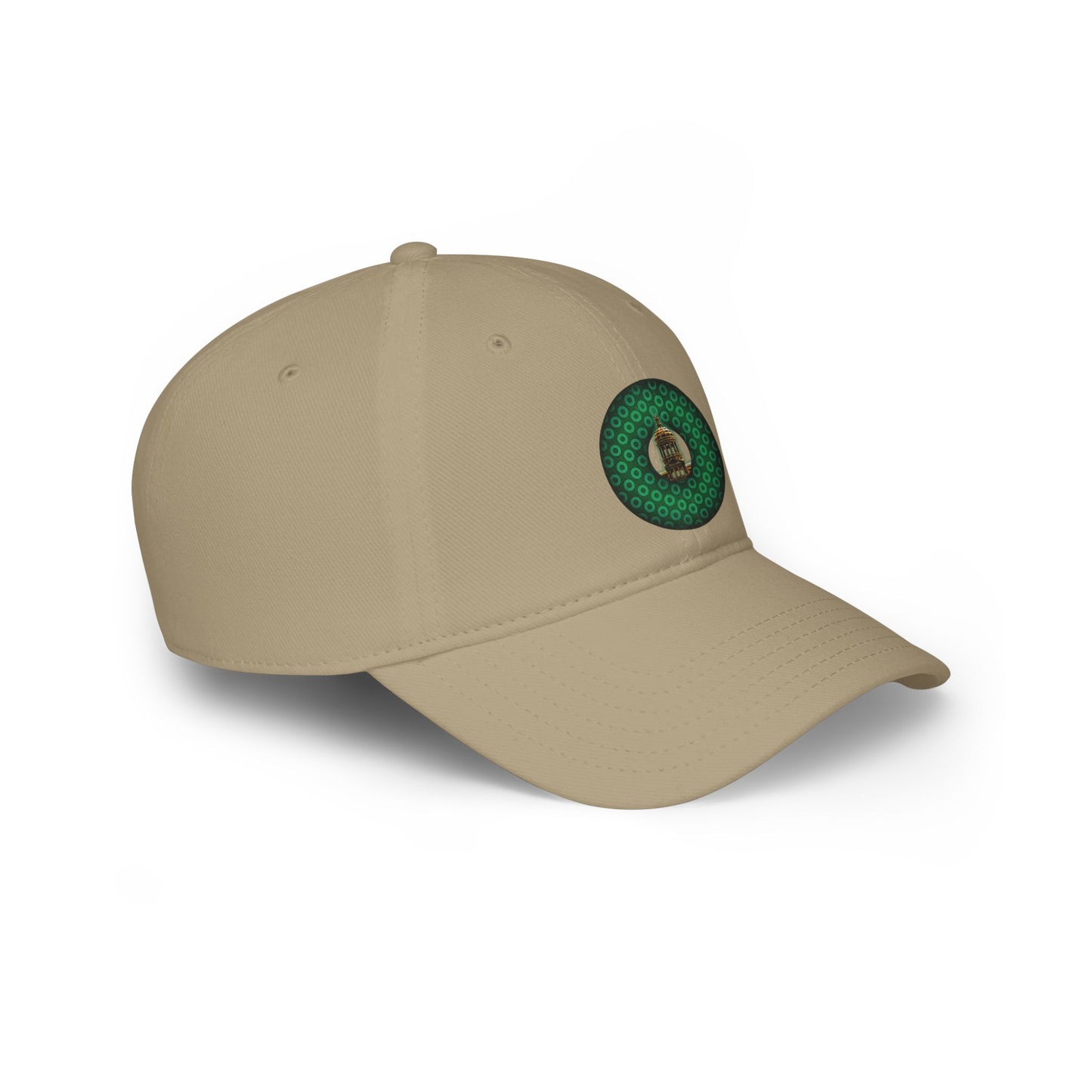 Lumpy Donut Baseball Cap - "Save Mondegreen City Hall" - variant 1 - green paradoxical donut w/