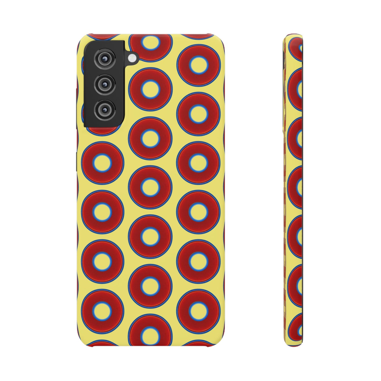 Lumpy Donut Snap Case - red vivid donut print w/yellow background