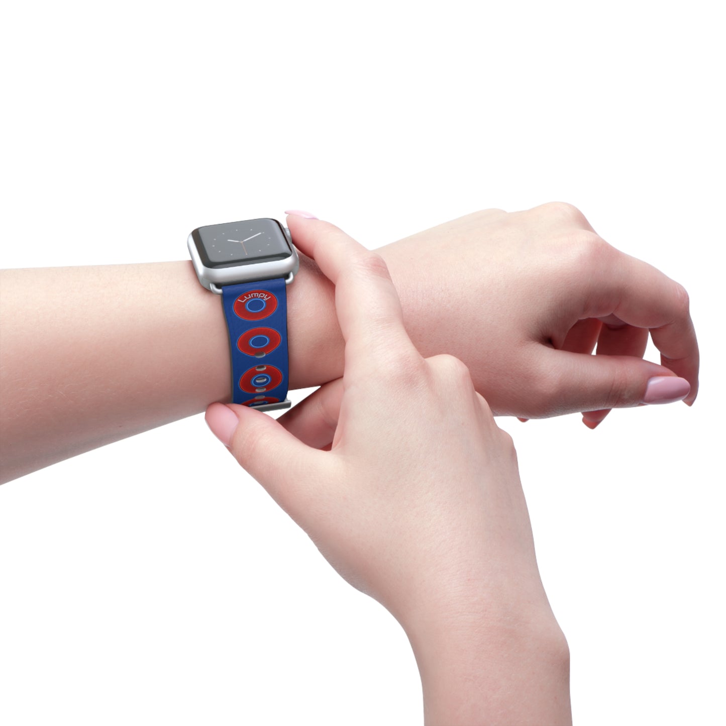 Lumpy Donut Wristband - compatible w/apple watch - red vivid donuts w/dark blue background