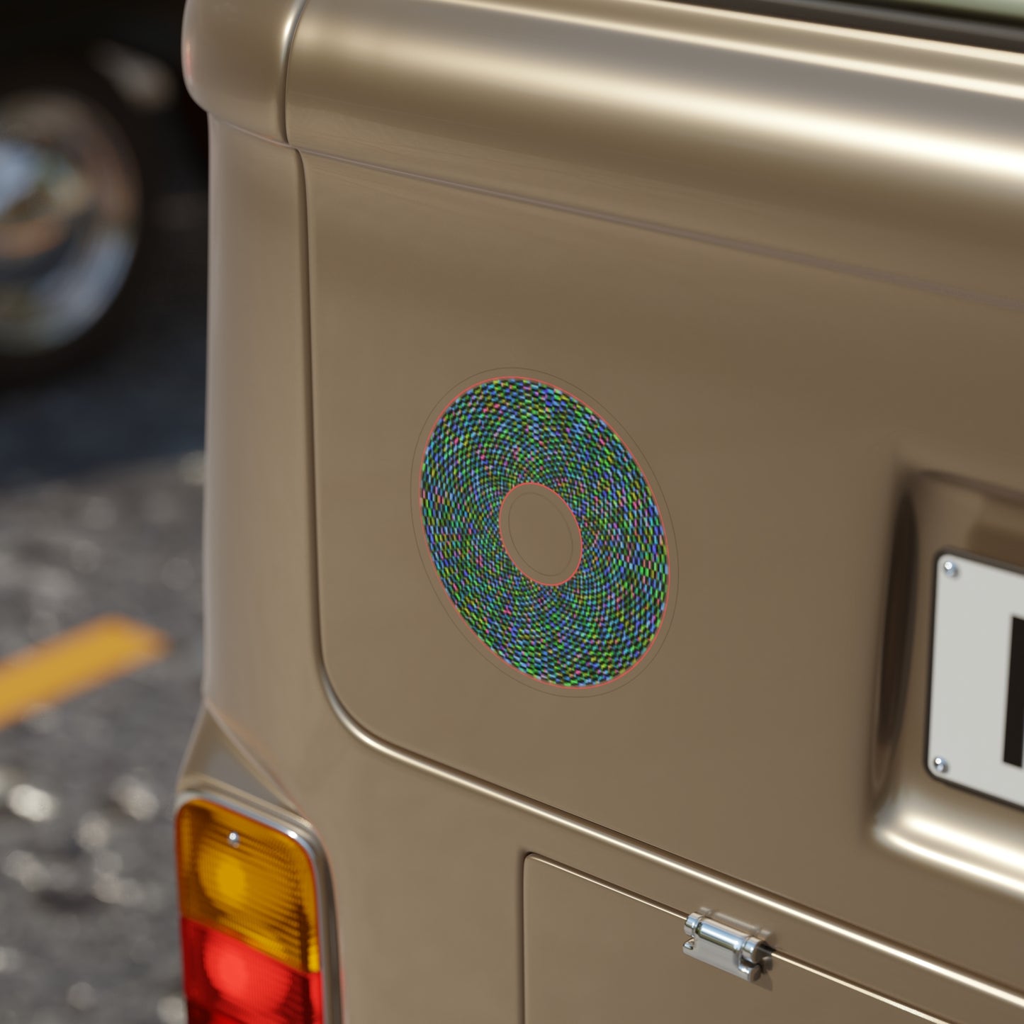Donut Bumper/Outdoor Sticker - "The Pixilated Donut " - variant 1 - blue donut - [Die-Cut] 6"x 6"