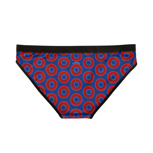 Lumpy Donut Underwear - vivid red donut print w/dark blue background