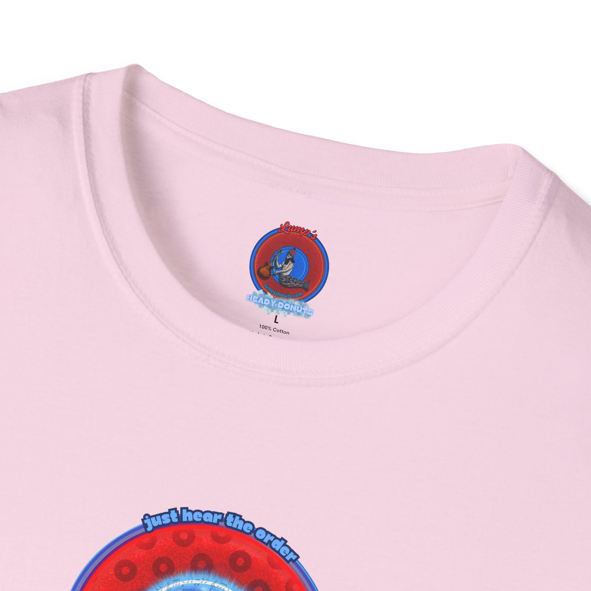 Classic Donut Tee - Unisex Soft-Style - "The Skipper's Donut" - red/blue paradoxical widemouthed donut - variant 1
