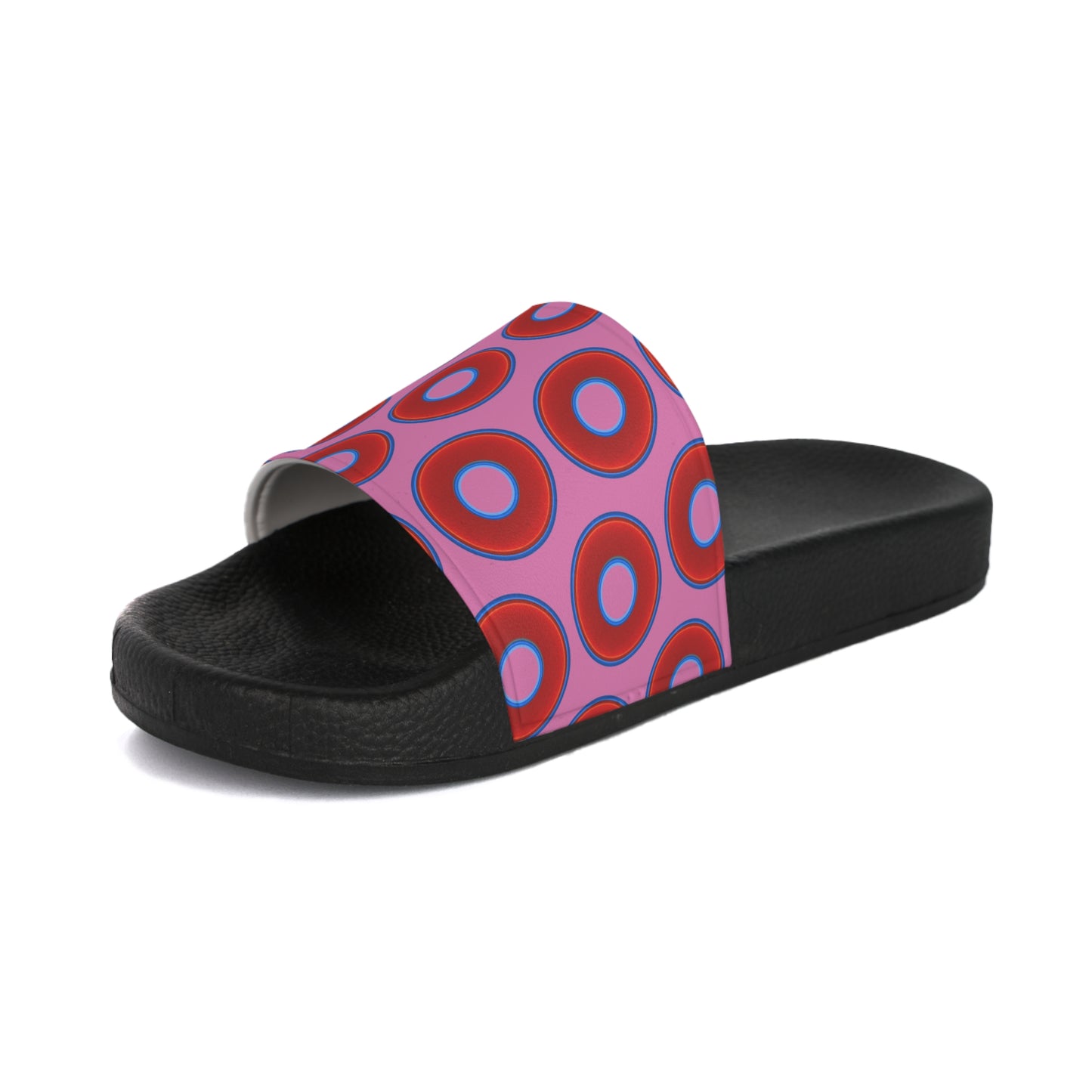 Men's Lumpy Sandals - slip-ons - red vivid donuts w/pink background