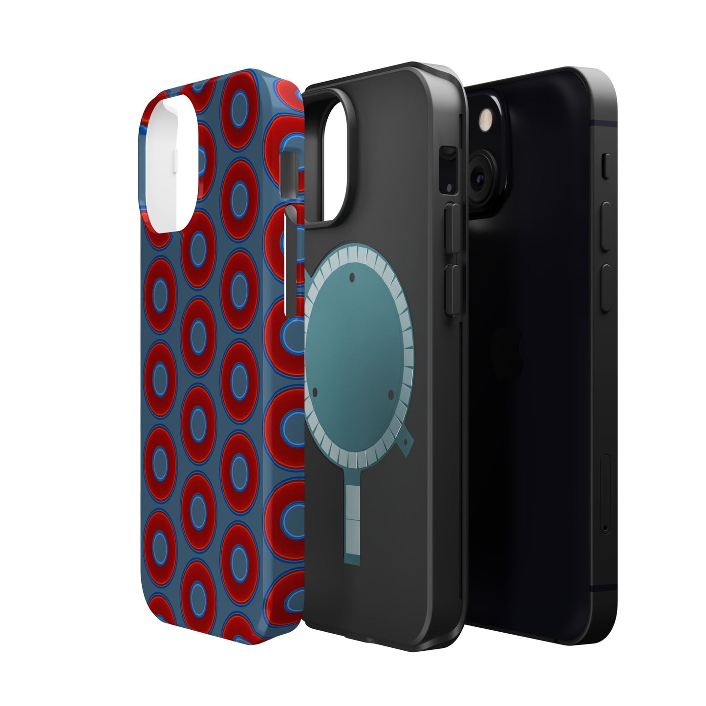 Magnetic Tough Donut Case - red vivid donut print w/steel blue background