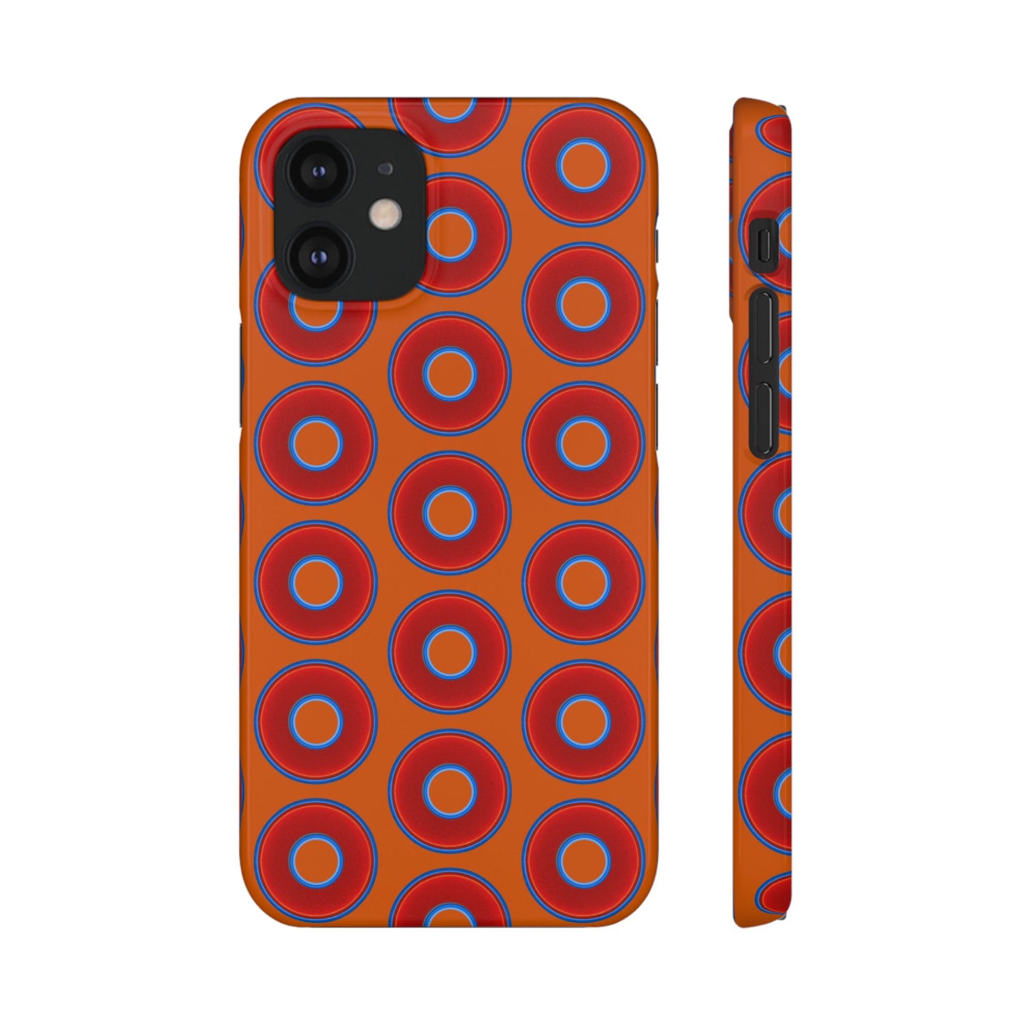 Lumpy Donut Snap Case - red vivid donut print w/dark orange background