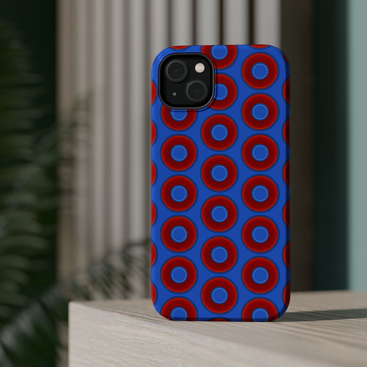 Magnetic Tough Donut Case - red vivid donut print w/medium royal blue background