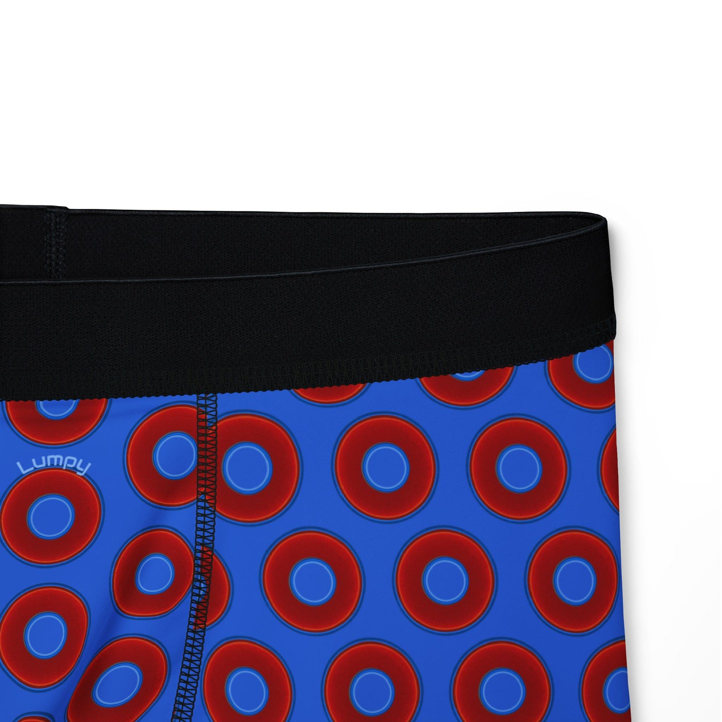 Men's Donut Boxers - red vivid donuts w/medium royal blue background