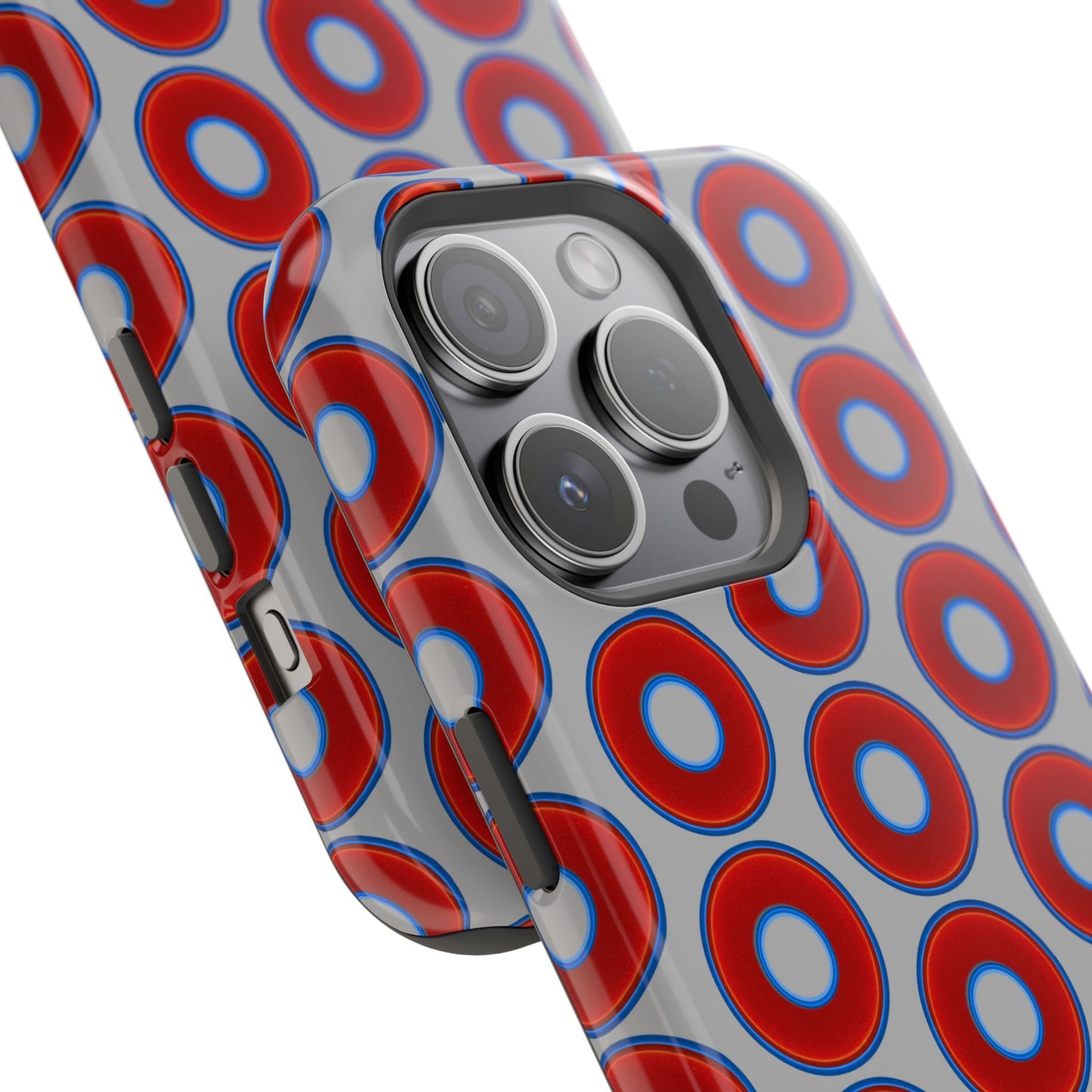 Magnetic Tough Donut Case - red vivid donut print w/light gray background