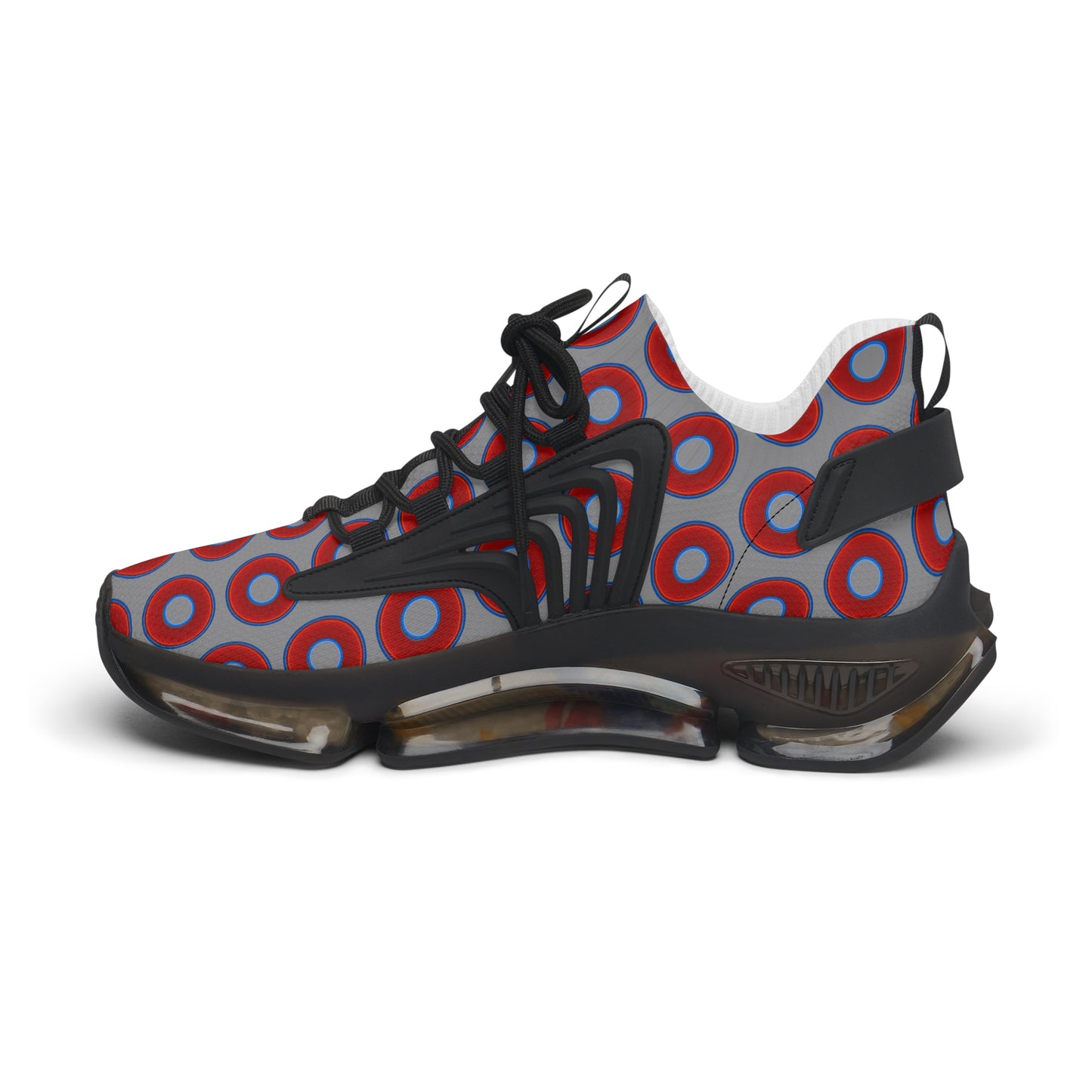 Women's Donut Kicks - red vivid donut print w/gray background