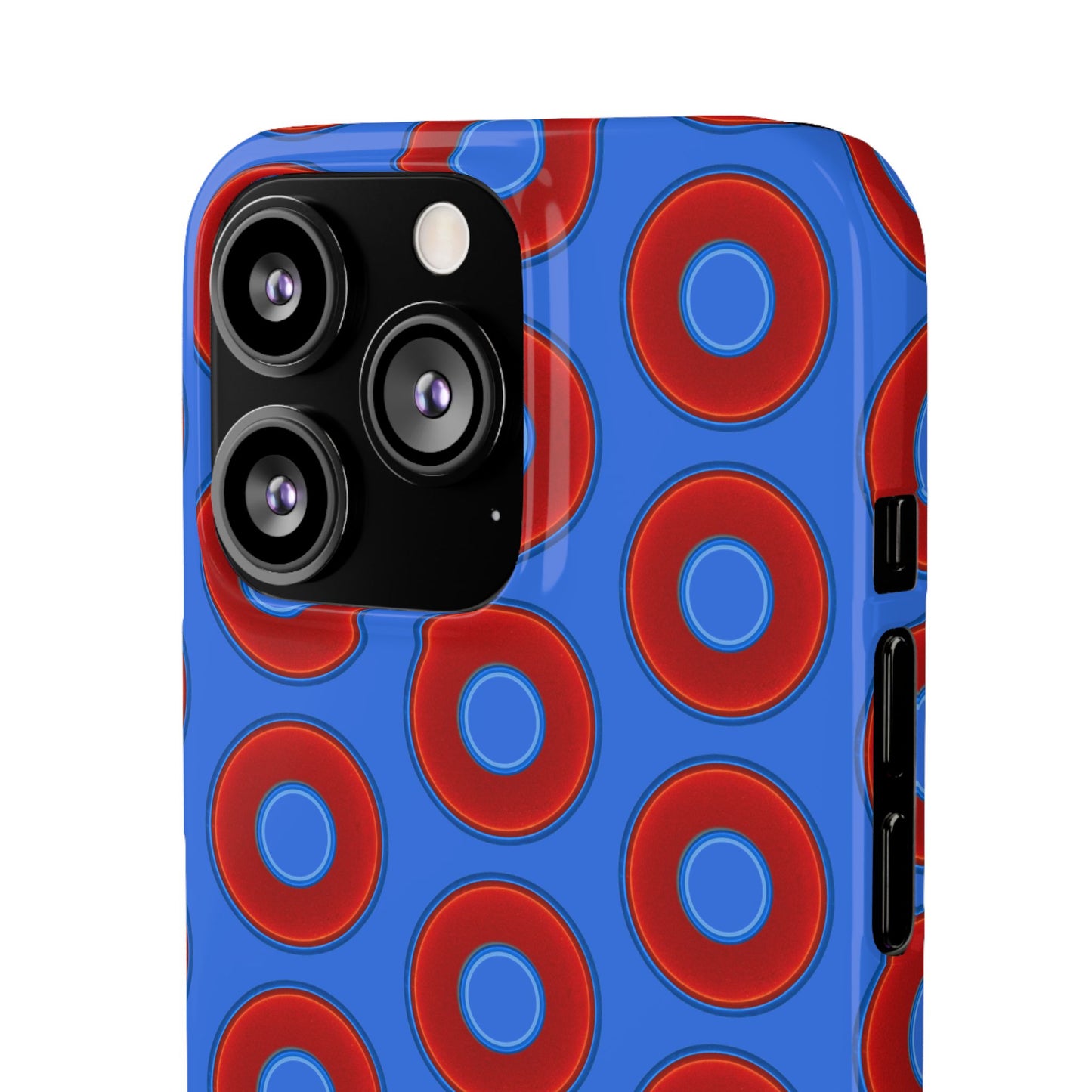 Lumpy Donut Snap Case - red vivid donut print w/medium royal blue background