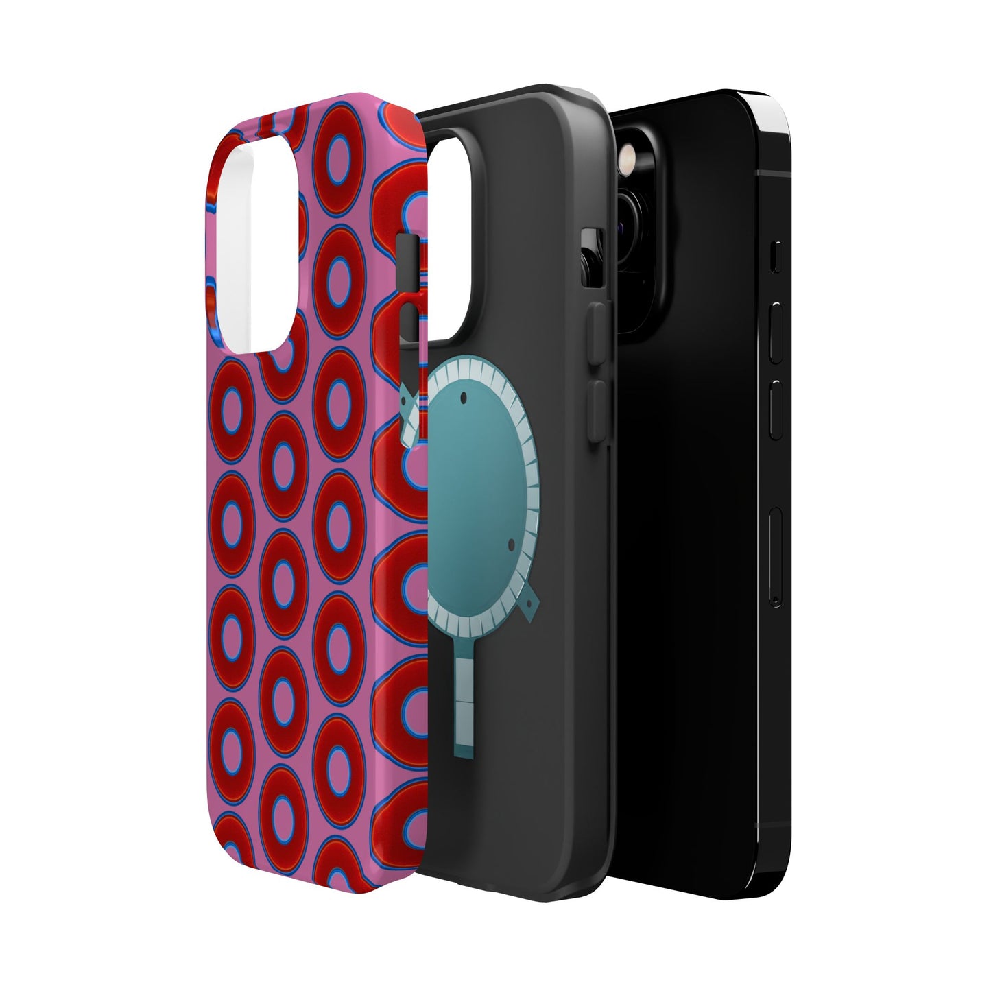 Magnetic Tough Donut Case - red vivid donut print w/pink background