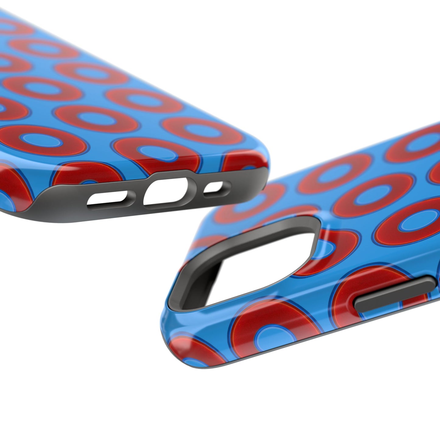 Impact-Resistant Lumpy Donut Case - red vivid donut print w/sky royal blue background