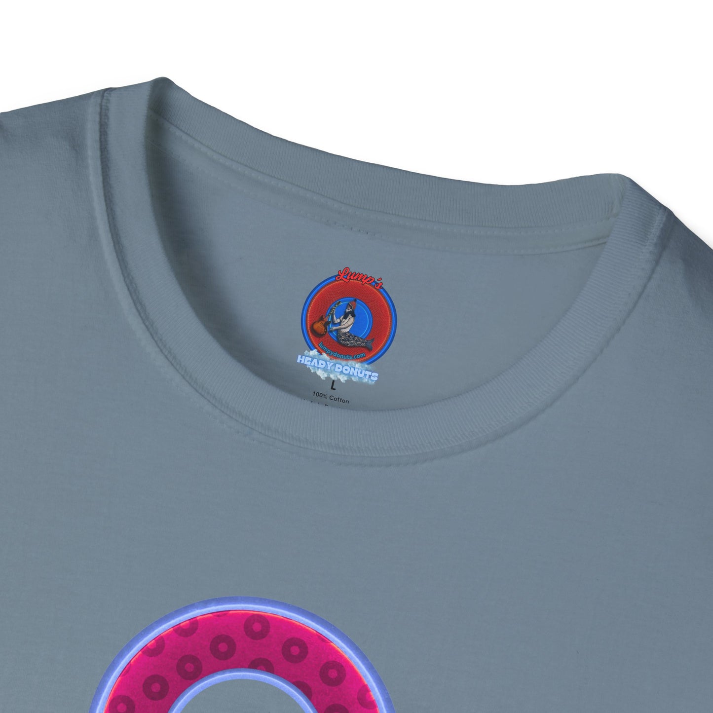 Plain Donuts/Unisex Soft-Style - "Plain Wide Mouthed Paradoxical Donuts" - dark magenta/light blue donuts