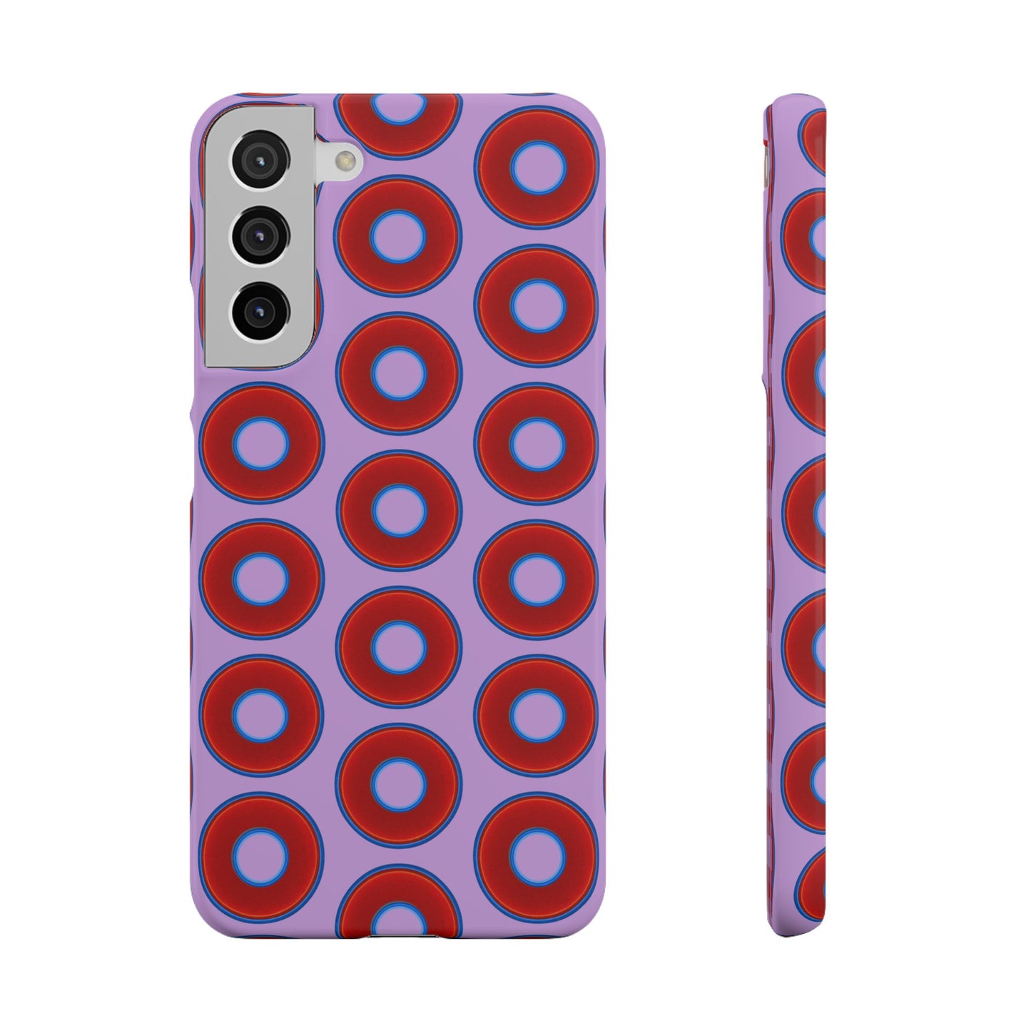 Lumpy Donut Snap Case - red vivid donut print w/wisteria purple background