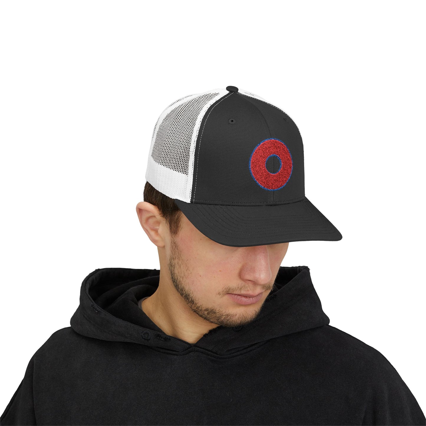 Lumpy Donut Trucker Hat - Red Embroidered Donut