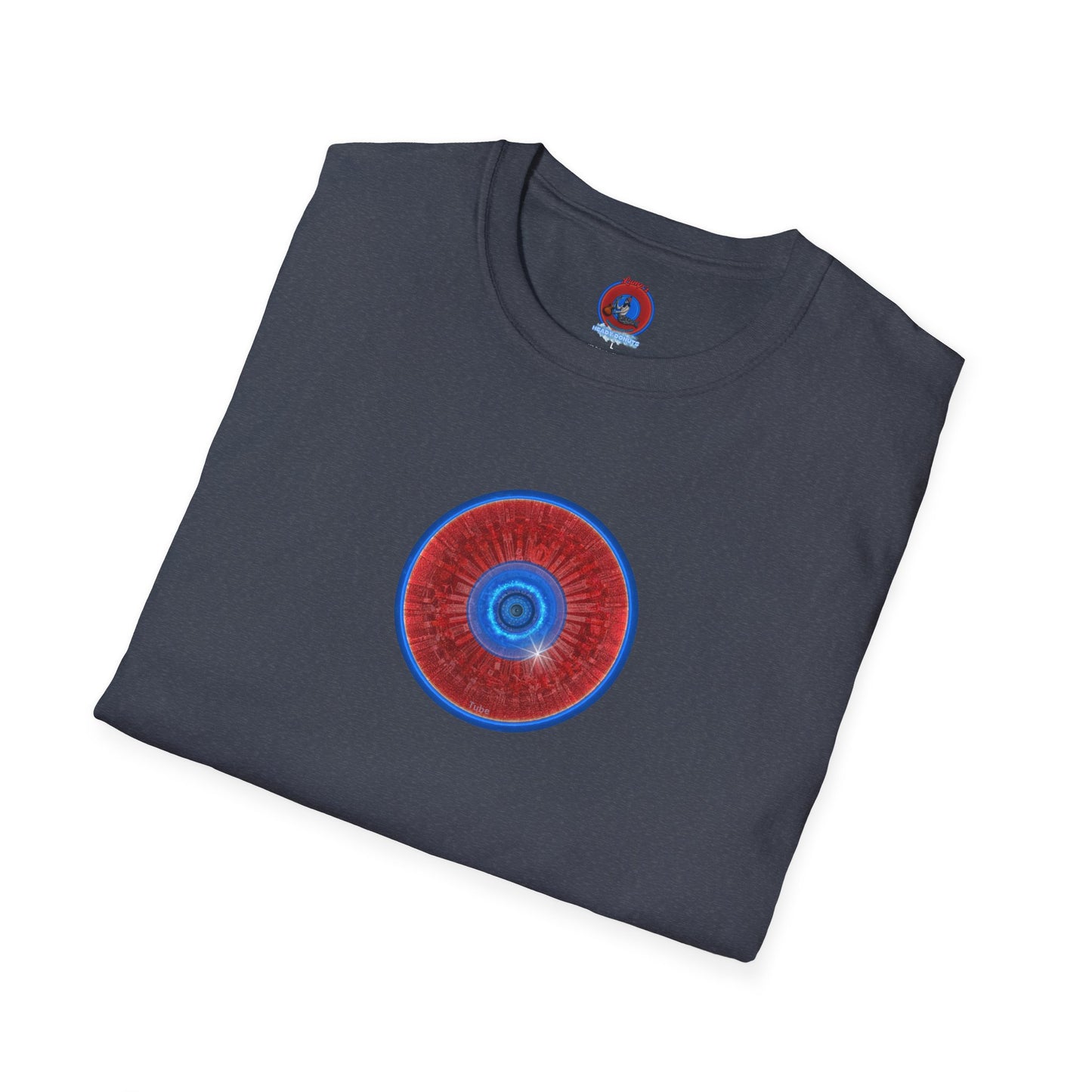 Classic Donut Tee - Unisex Soft-Style - "Graphic Translation Tee Shirt" - vivid red/blue tube donut - variant 1