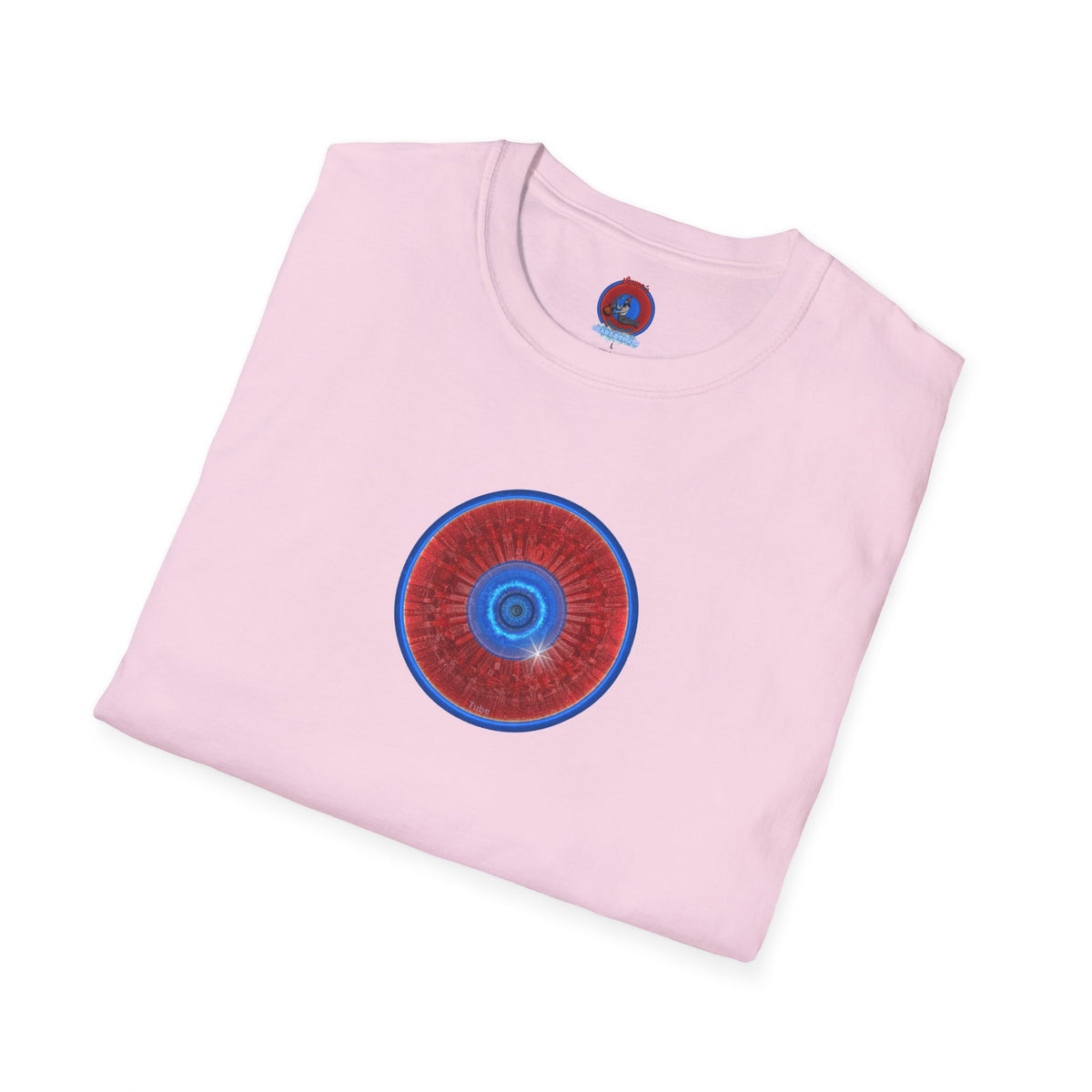 Classic Donut Tee - Unisex Soft-Style - "Graphic Translation Tee Shirt" - vivid red/blue tube donut - variant 1