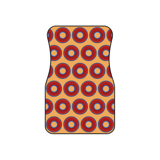 Contacted Car Mats - Set of 2/Front - vivid donut print w/creamsicle orange background