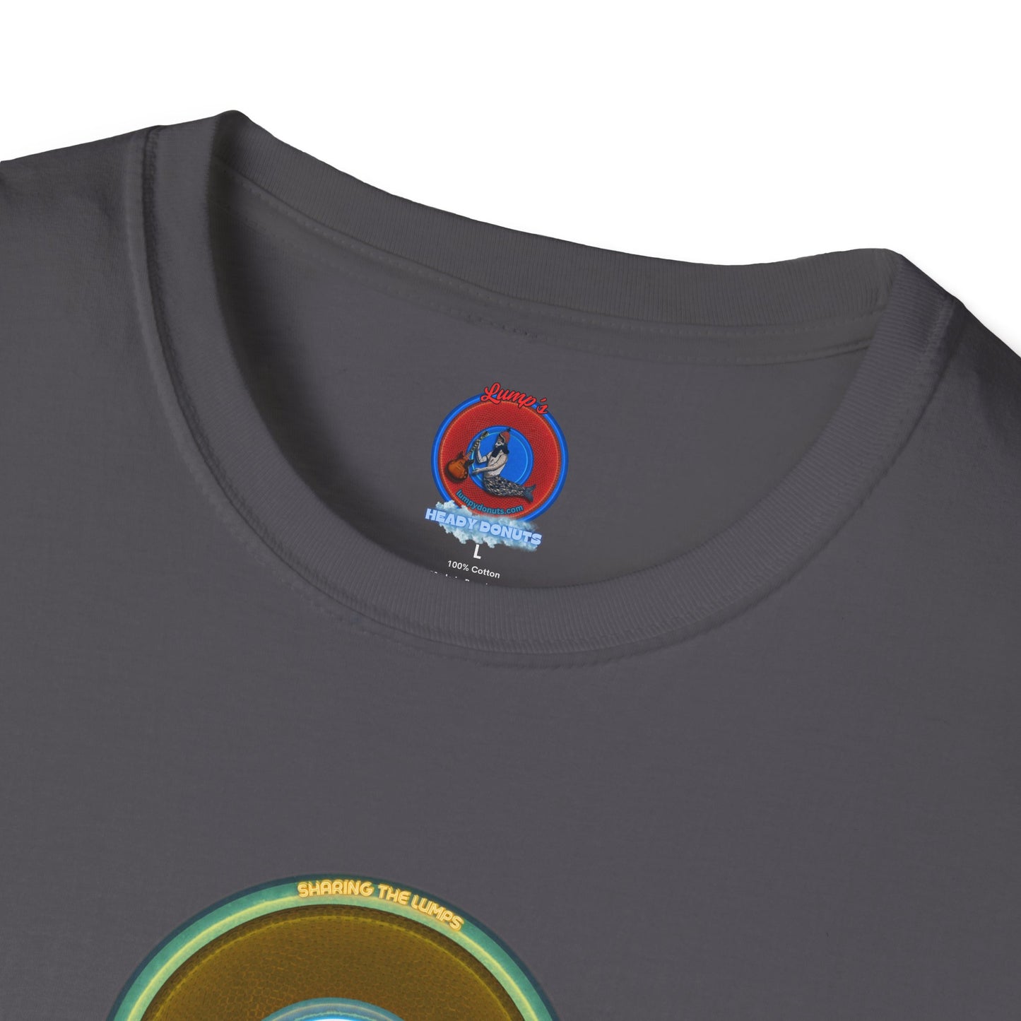 Classic Donut Tee - Unisex Soft-Style - "Lumpy Collective Donut" - bronze/green lumpy donut - variant 5