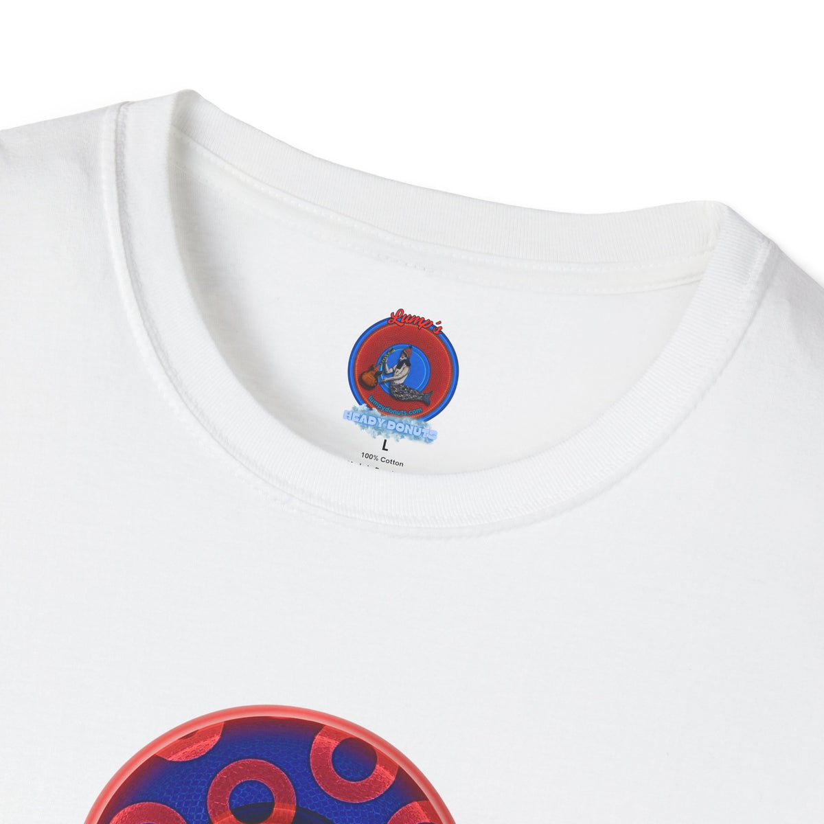 Classic Donut Tee - Unisex Soft-Style - "Kaleidoscope Abyss of Donut" - paradoxical print - variant 2 - series 1.0 - donut vortex - red/blue