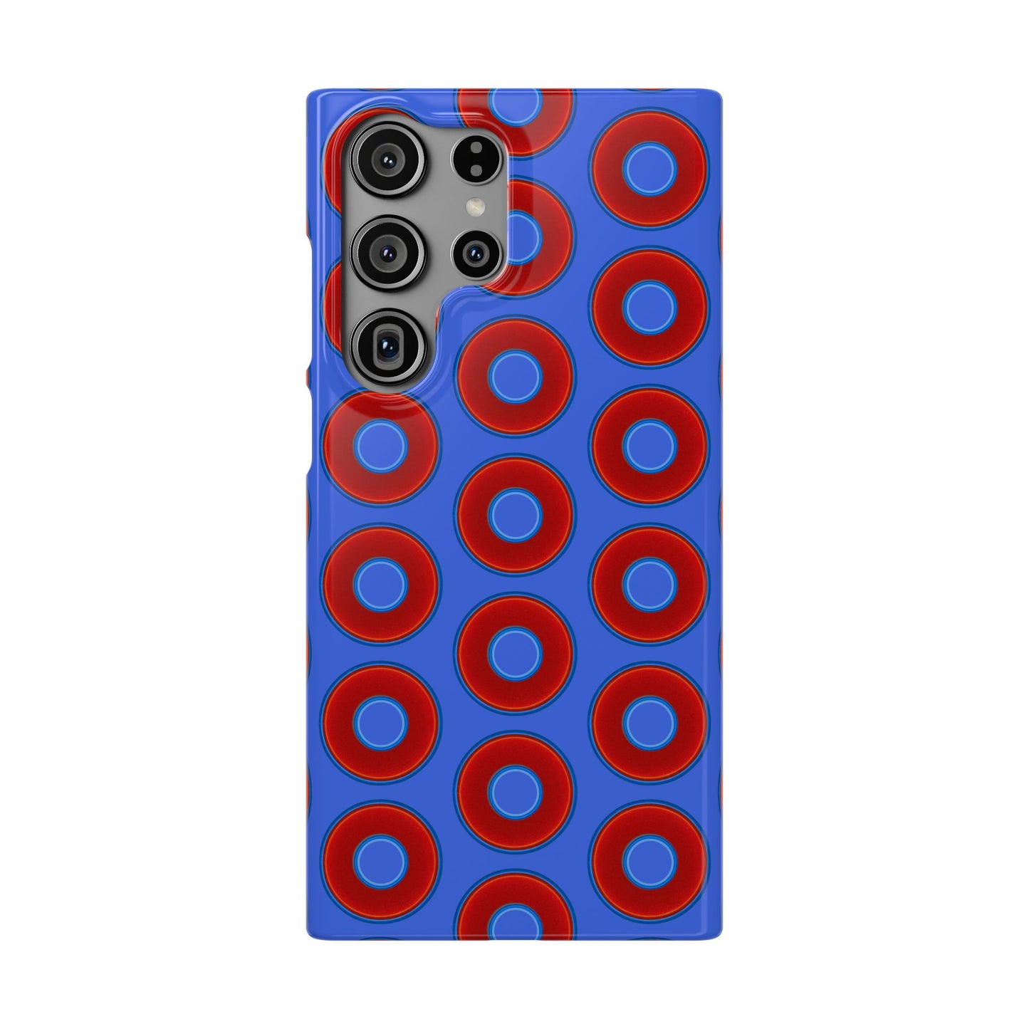 Lumpy Donut Snap Case - red vivid donut print w/royal blue background