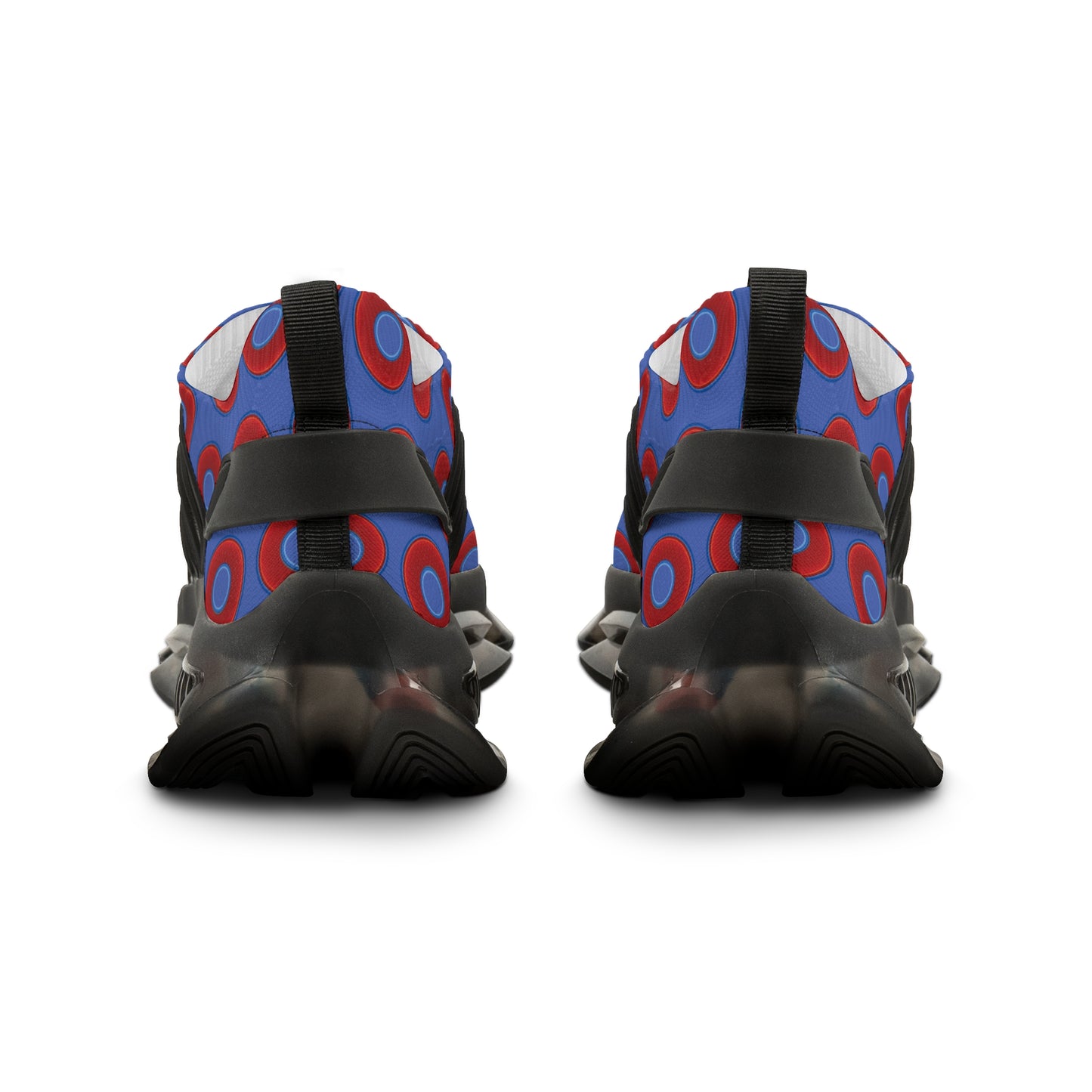 Donut Kicks - red vivid donut print w/royal blue background