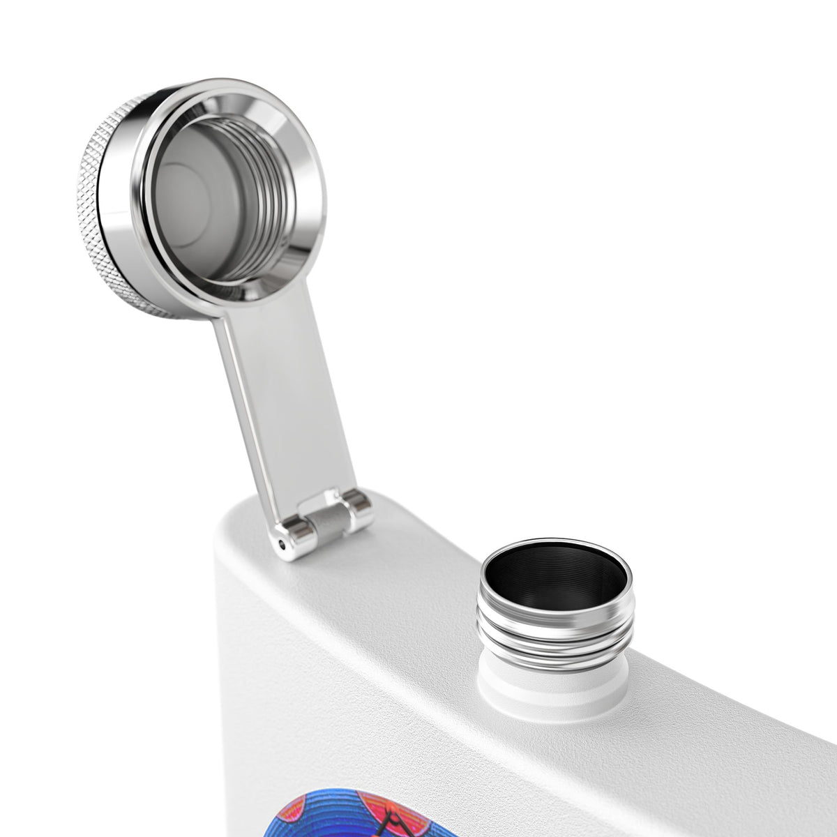 Lump's Donut Flask 6 oz -  "Donuts R Phree" - red/blue rustic donut - [*w/your choice of 6 backgrounds]
