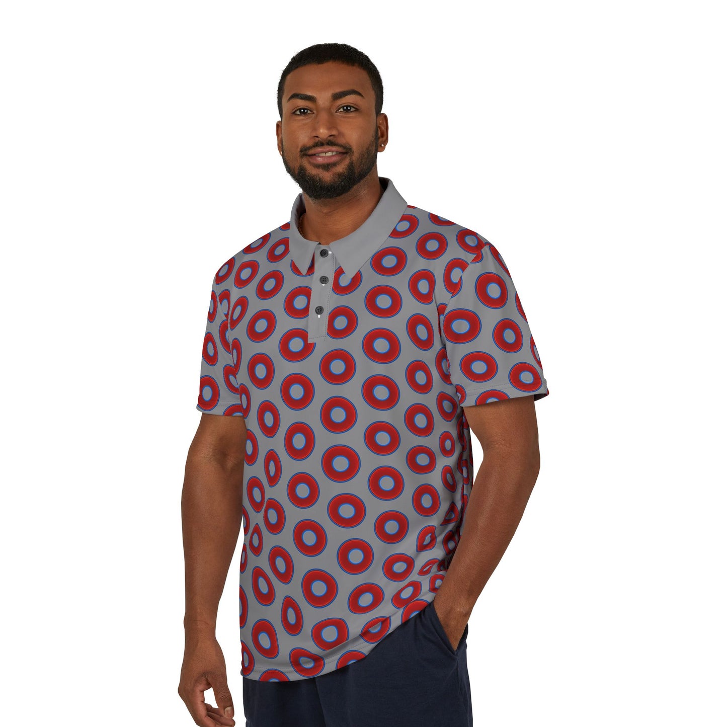 AOP Donut Polo - vivid donut print w/gray background [unisex]