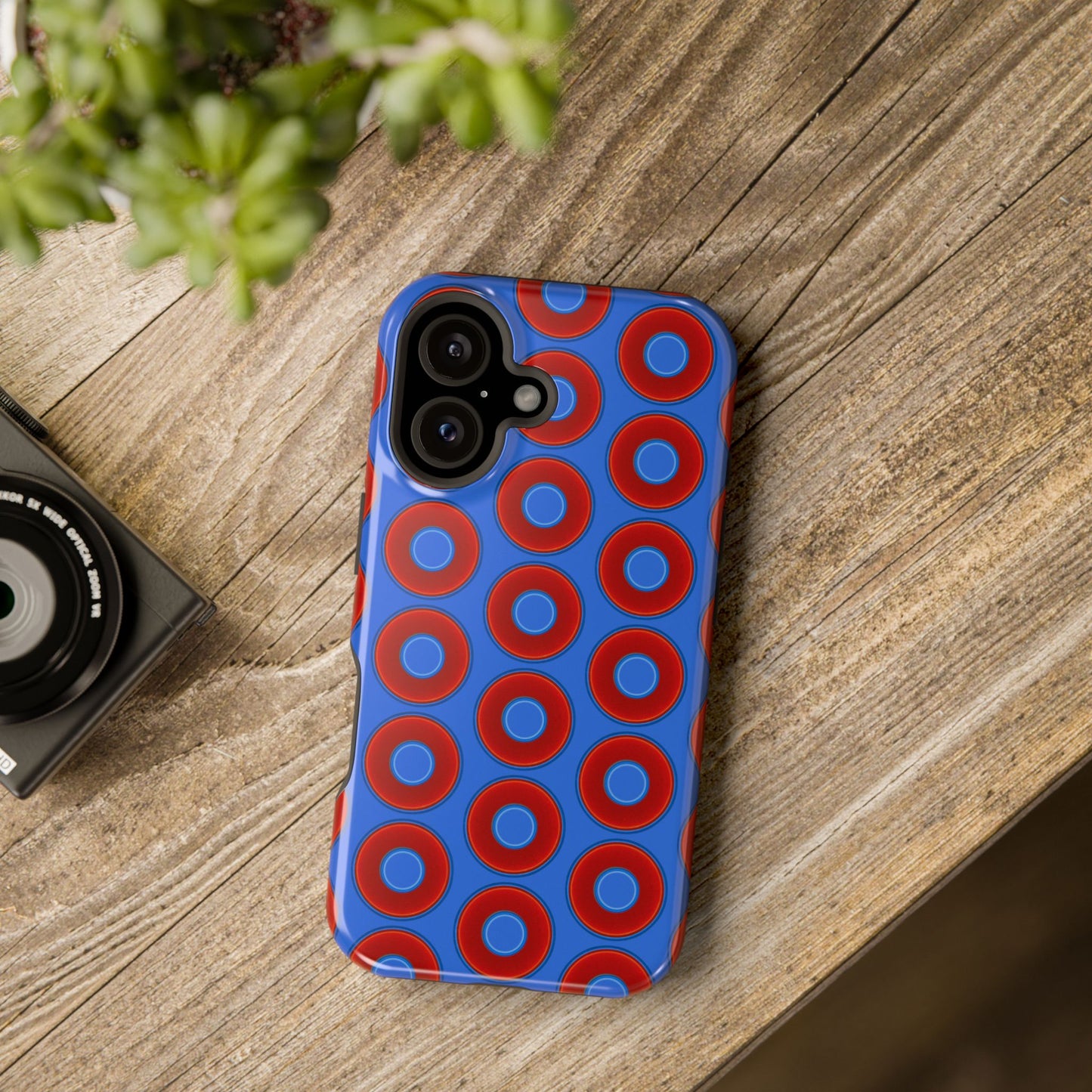 Magnetic Tough Donut Case - red vivid donut print w/medium royal blue background